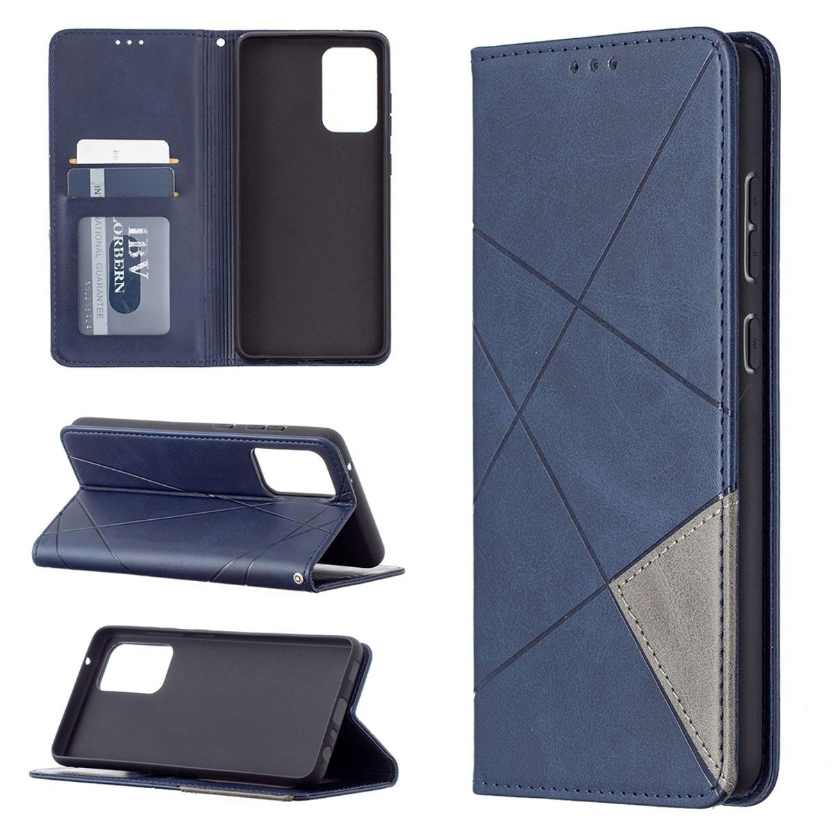 Pokrowiec König Design kompatybilny z etui na telefon Samsung Galaxy A72 5G ze skóry syntetycznej - Niebieskie etui na telefon komórkowy