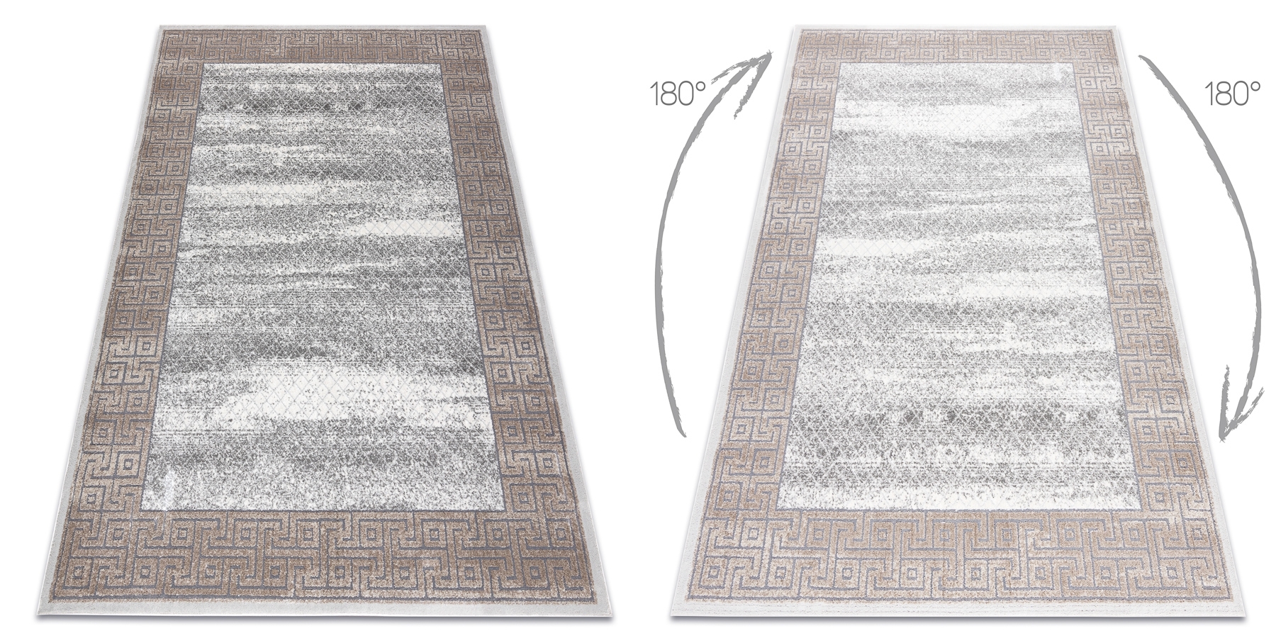 Dywan NOBLE nowoczesny 1512 67 Ramka, grecki vintage przecierany - Strukturalny, dwa poziomy runa krem / beż beżowy 120x170 cm