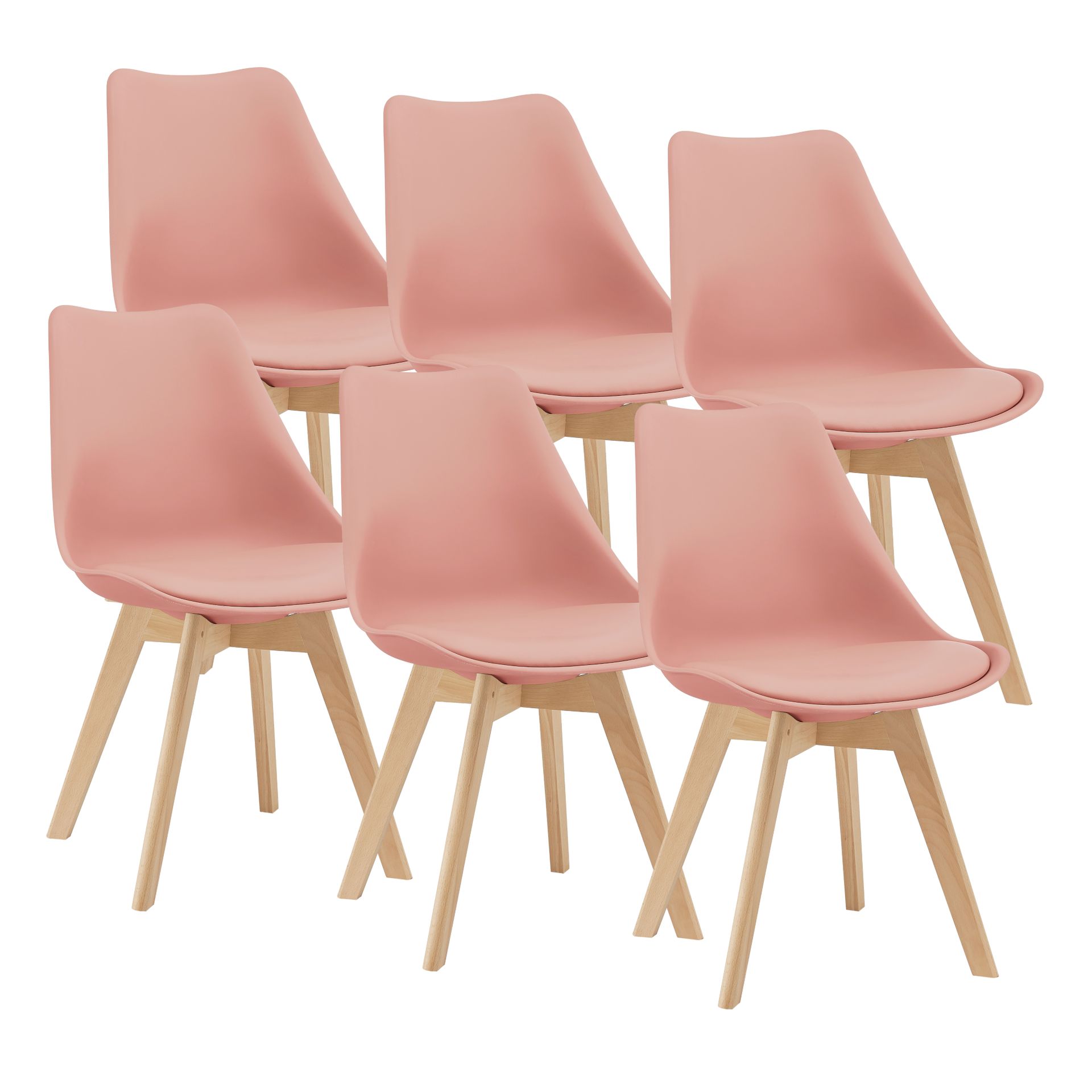 Krzesło do jadalni Dubrovnik 81 x 49 cm Zestaw 6 tapicerowanych krzeseł do salonu Krzesło kuchenne PU imitacja skóry Rosé