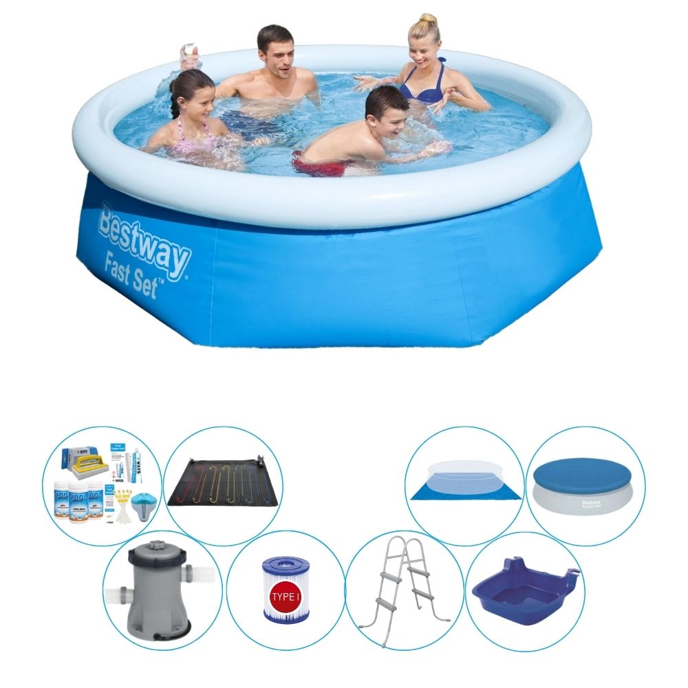 Basen wraz z akcesoriami - Bestway Fast Set 244x66 cm okrągły