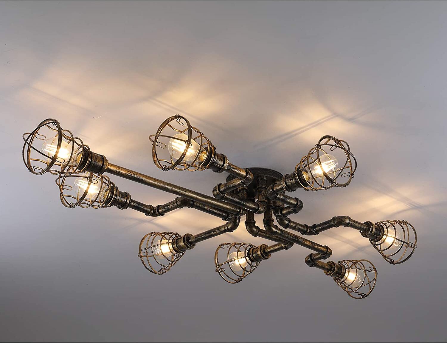 Vintage lampa sufitowa industrialna lampa wisząca 8-światłowa lampa sufitowa metalowy żyrandol retro lampa wisząca E27
