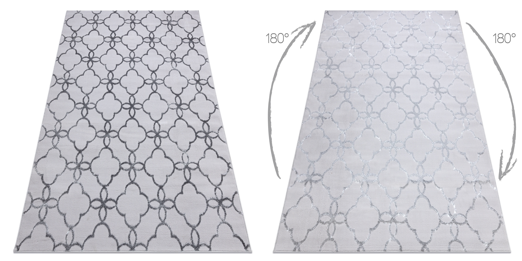 Dywan MEFE nowoczesny 8504 Koniczyna, kwiatki - Strukturalny, dwa poziomy runa ciemno szary 180x270 cm