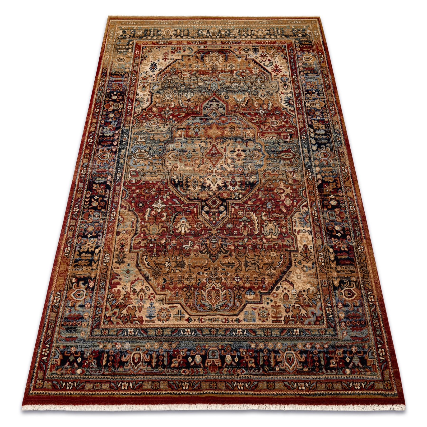 Dywan KESHAN Frędzle, Ornament orientalny 7518/53528 beż / granat beżowy 80x145 cm