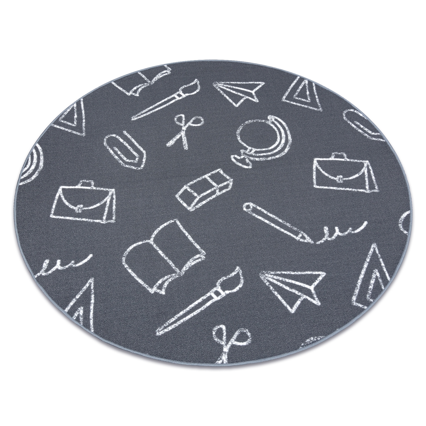 Dywan dla dzieci SCHOOL koło szkoła, dziecięcy szary koło 133 cm