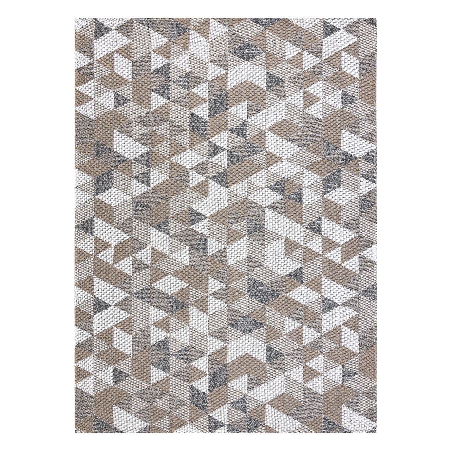 Dywan CASA Ekologiczny, EKO SIZAL Boho Trójkąty 2816 krem / taupe, z bawełny recyklingowanej beżowy 133x190 cm