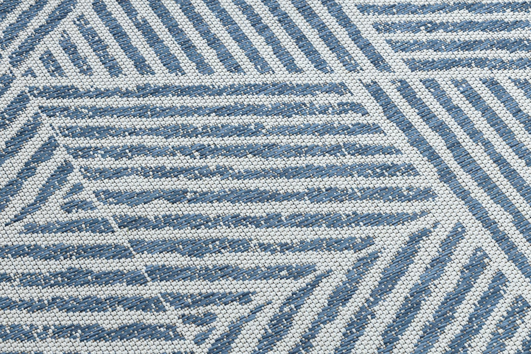 Dywan Sznurkowy SIZAL COLOR 47176360 Linie, trójkąty, zygzak beż / niebieski 200x290 cm