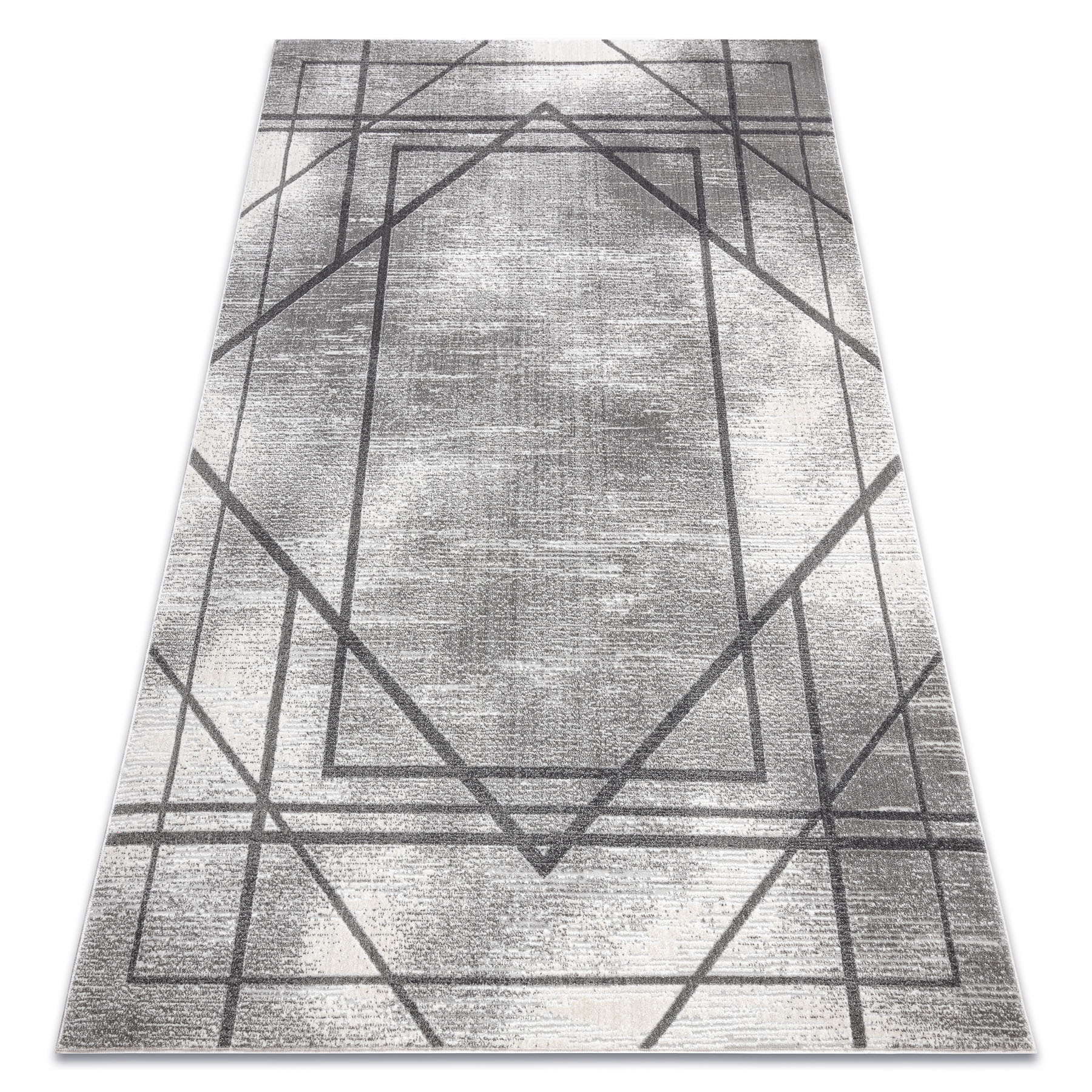Dywan NOBLE nowoczesny 1520 45 Przecierany, geometryczny, linie - Strukturalny, dwa poziomy runa szary 120x170 cm