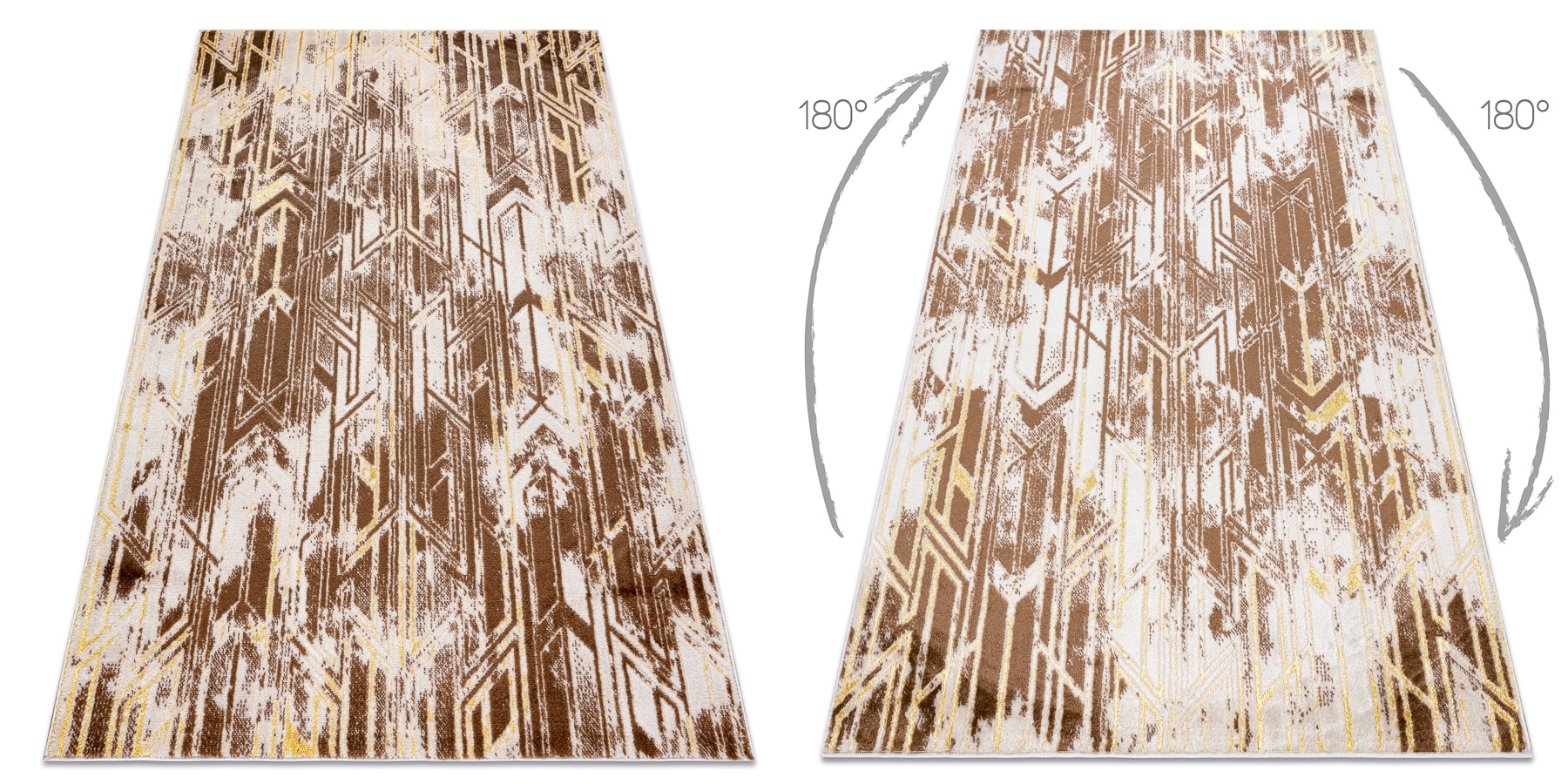 Dywan MEFE nowoczesny B402 Przecierany vintage - Strukturalny, dwa poziomy runa ciemny beż beżowy 160x220 cm