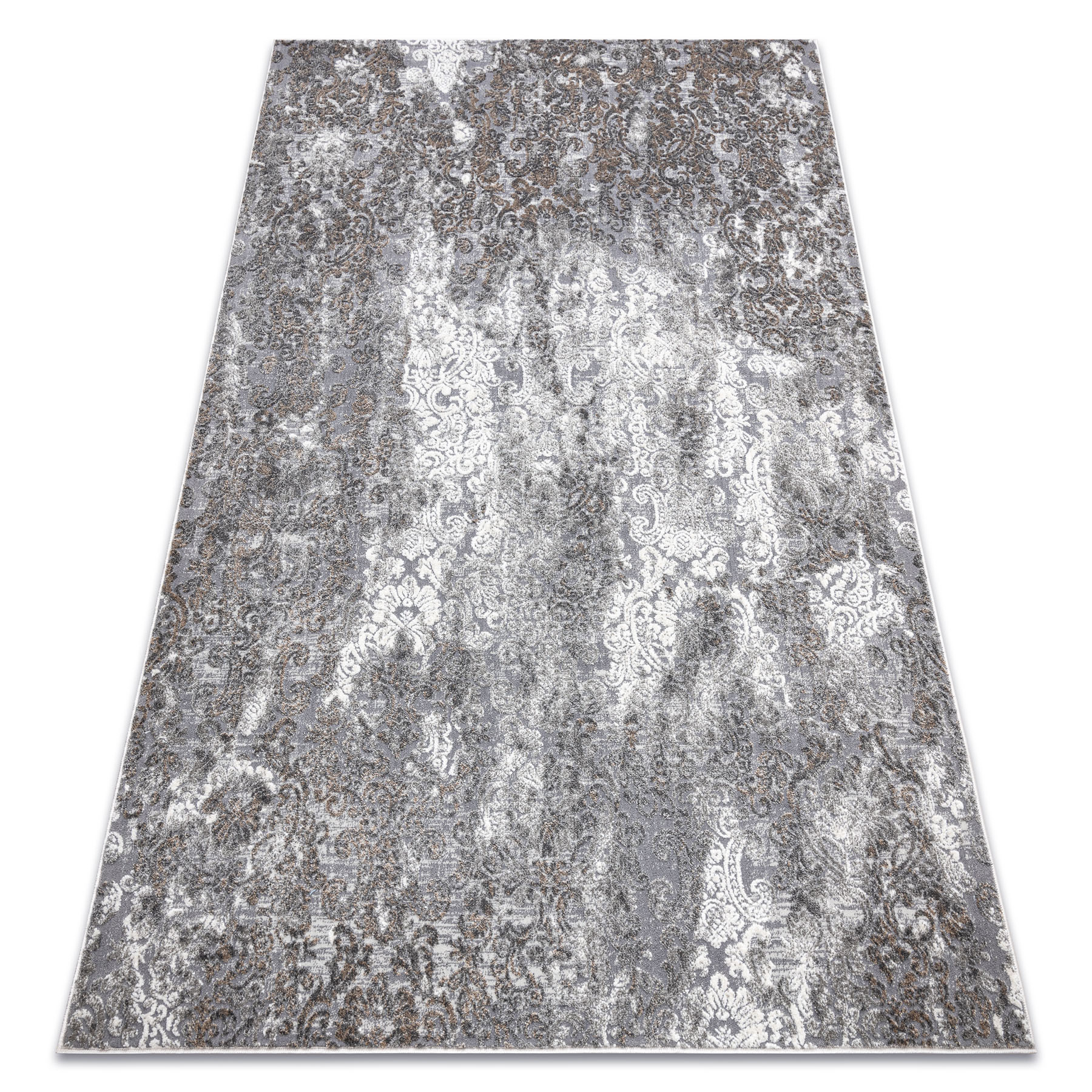 Dywan NOBLE nowoczesny 6773 45 Ornament vintage przecierany - Strukturalny, dwa poziomy runa szary 80x150 cm