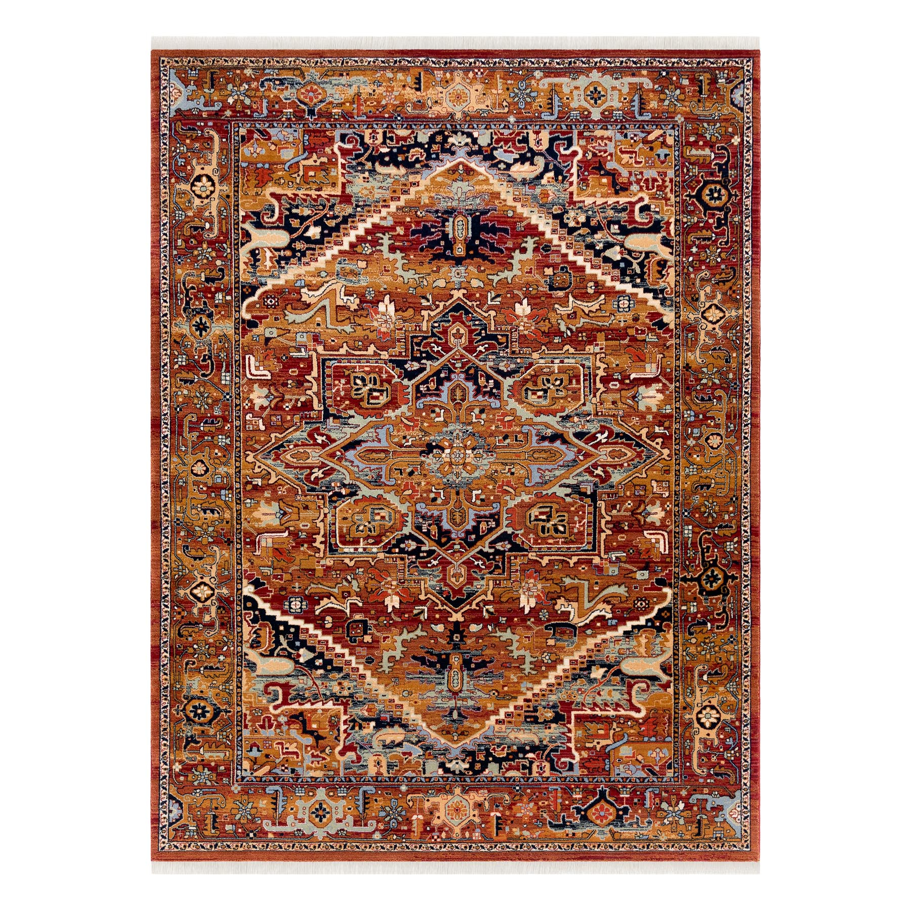 Dywan KESHAN Frędzle, Ornament orientalny 2886/53588 bordo wielokolorowy 80x145 cm