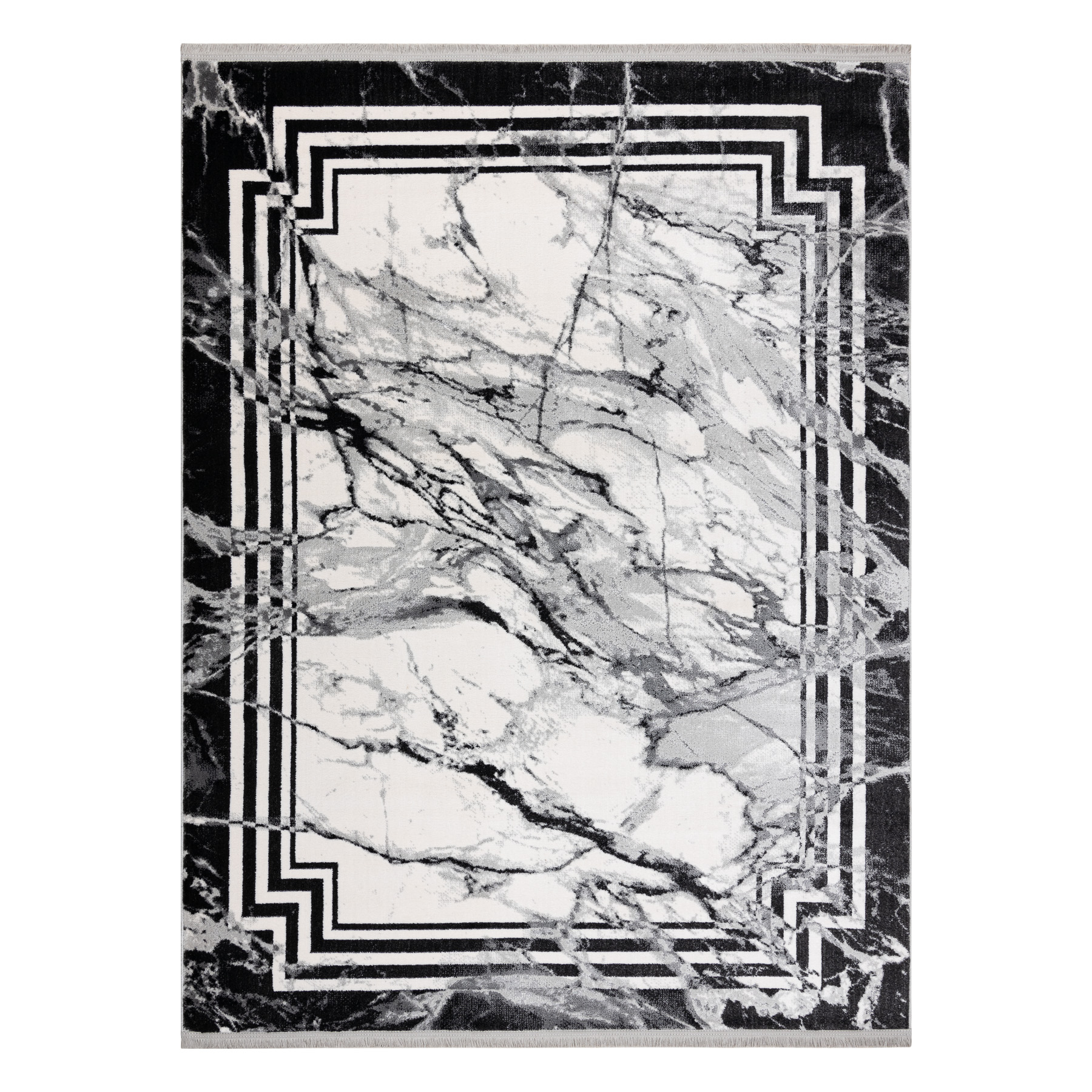 Dywan TULS nowoczesny, strukturalny, frędzle 51210 Marmur antracyt szary 160x220 cm