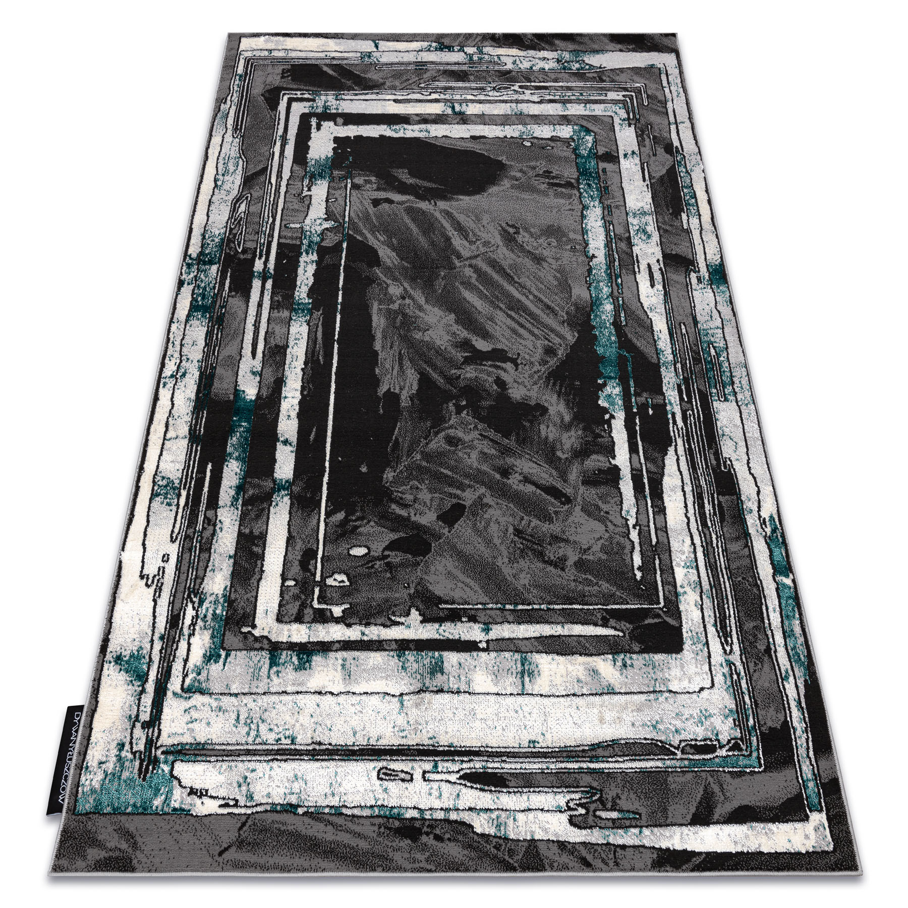 Dywan DE LUXE nowoczesny 619 Ramka - Strukturalny / zielony szary 120x170 cm