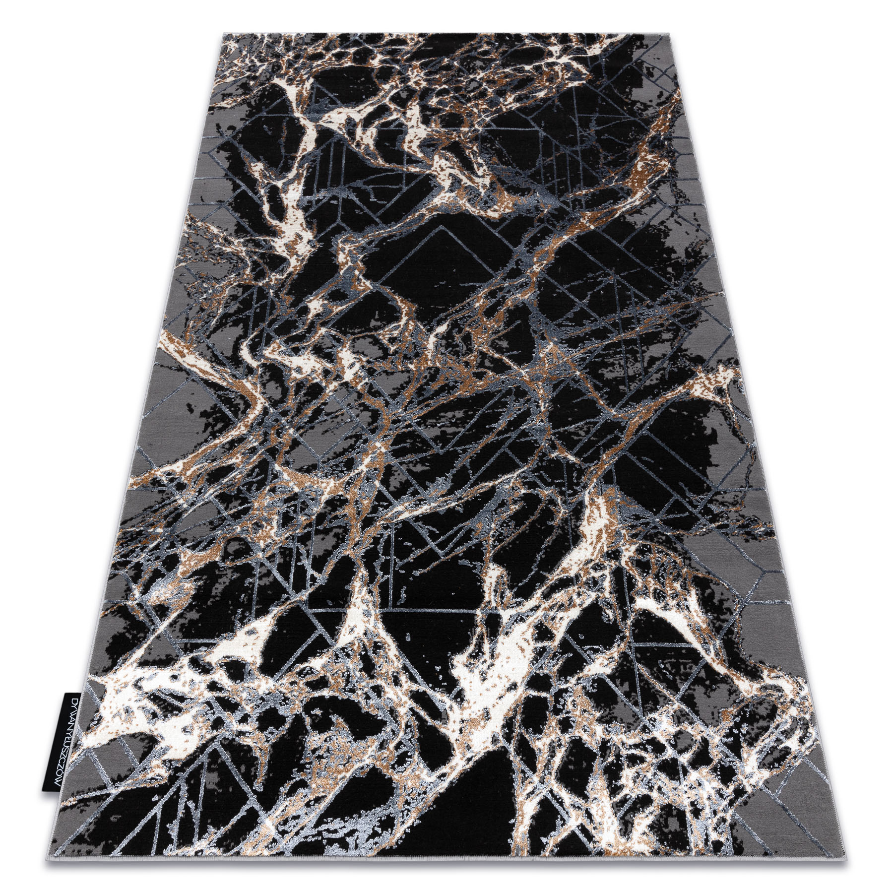 Dywan DE LUXE nowoczesny 629 Abstrakcja - Strukturalny / złoty szary 200x290 cm