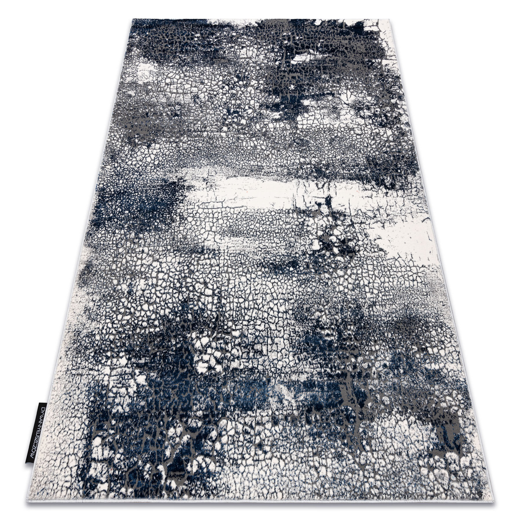 Dywan DE LUXE nowoczesny 528 Abstrakcja - Strukturalny krem / granatowy niebieski 120x170 cm
