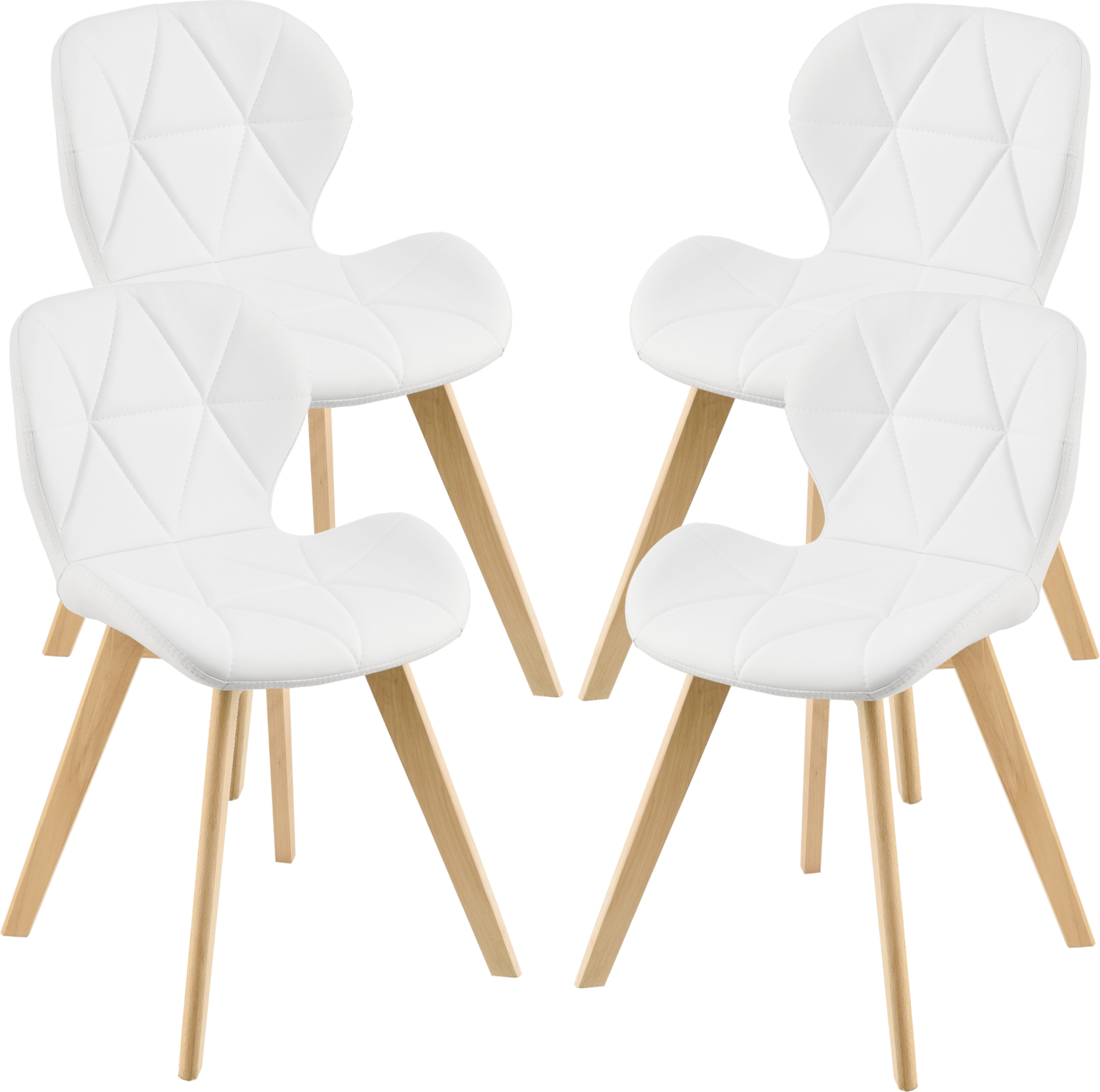 Krzesło do jadalni Älmhult zestaw 4 krzeseł 81x57 cm sztuczna skóra bukowa Krzesło do salonu Krzesło kuchenne Biały