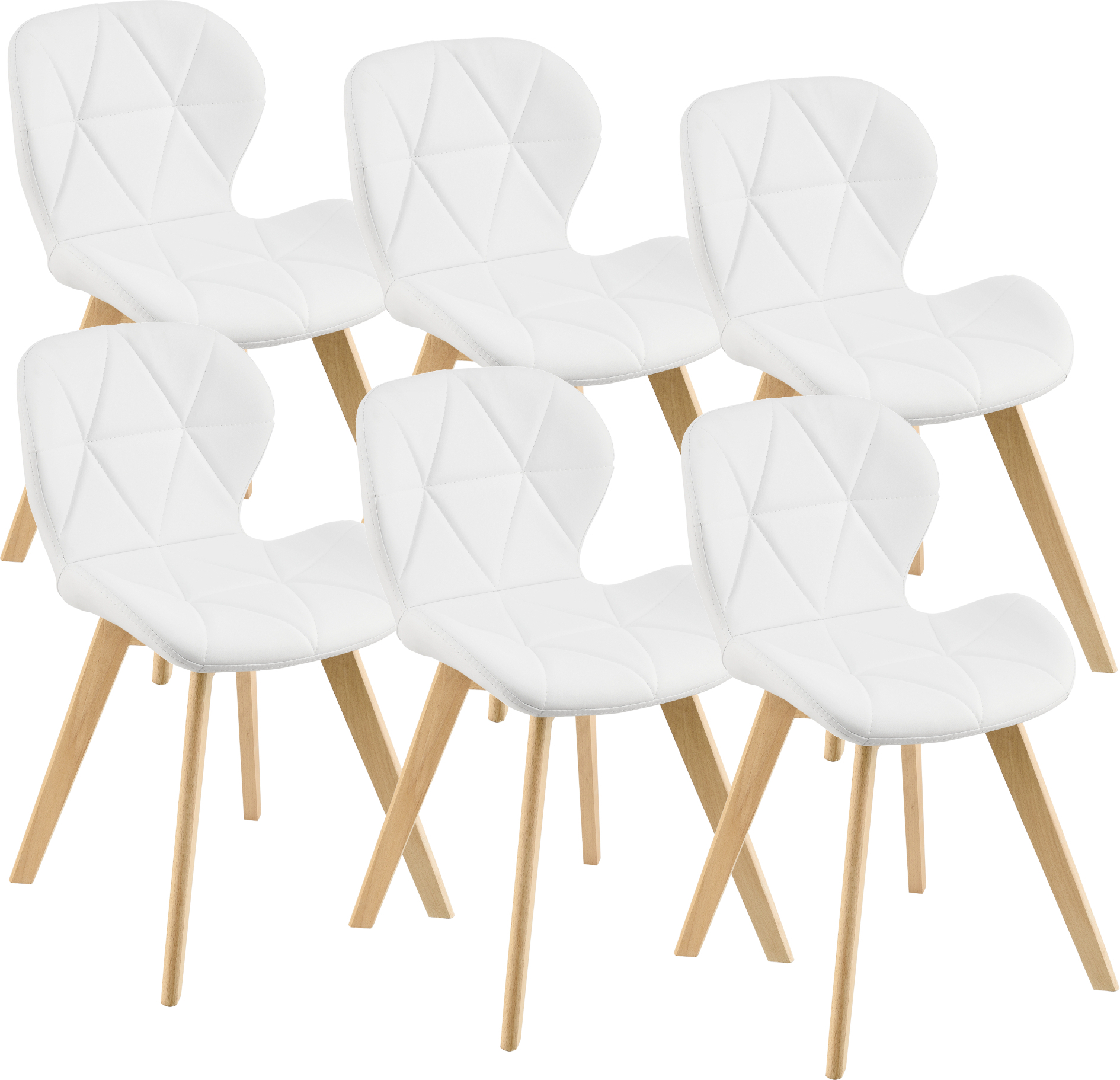 Krzesło do jadalni Älmhult zestaw 6 krzeseł 81x57 cm sztuczna skóra bukowa Krzesło do salonu Krzesło kuchenne Biały
