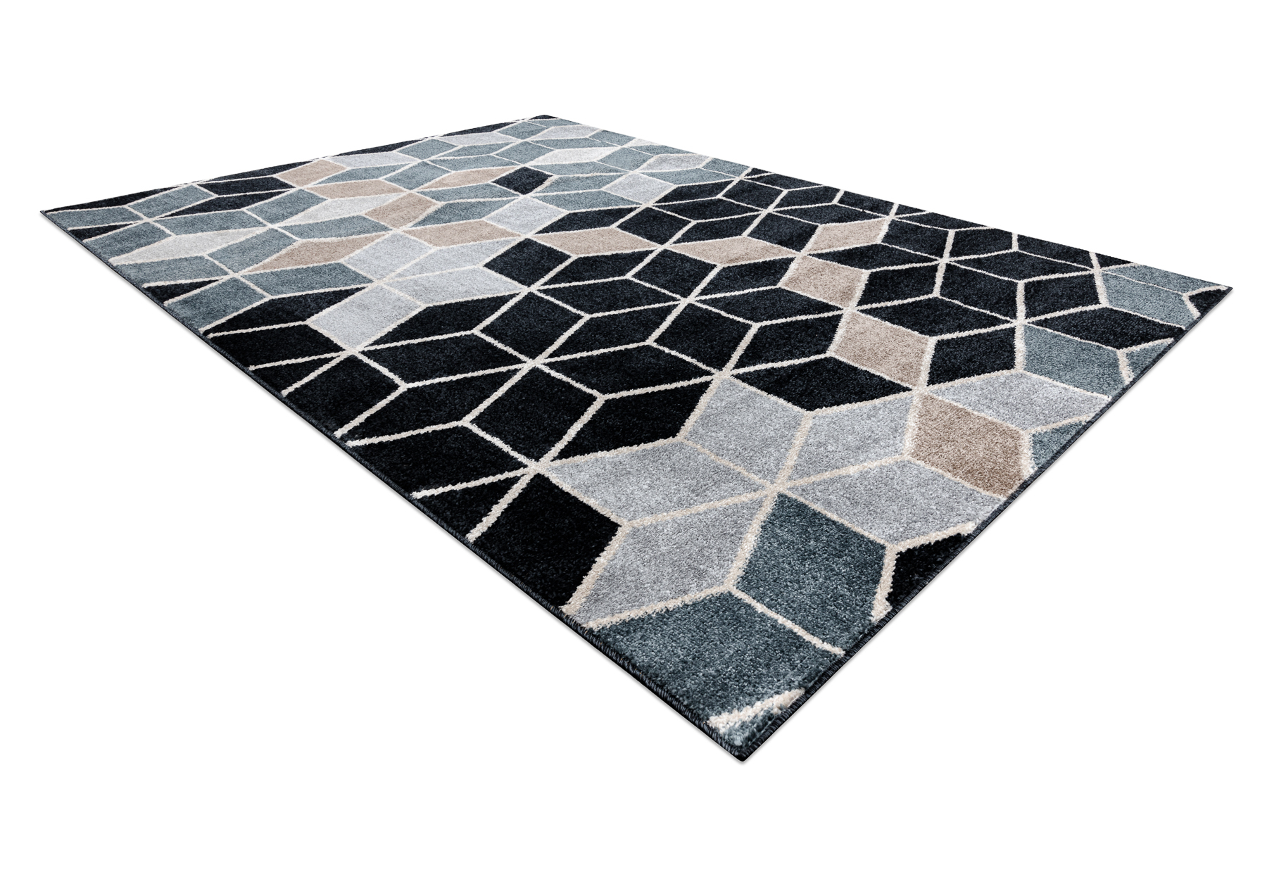 Dywan POLI 9139A Cube kostka 3D / szary czarny 120x170 cm