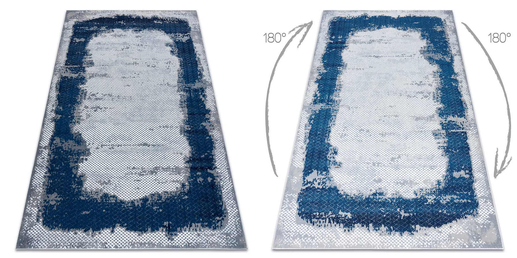 Dywan CORE A004 Ramka, Przecierany - Strukturalny, dwa poziomy runa, / szary niebieski 240x330 cm