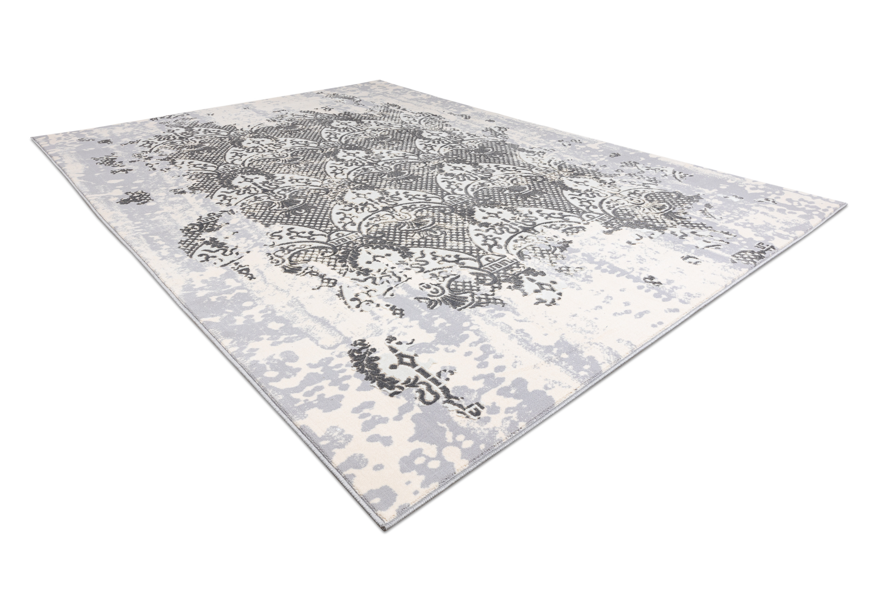 Dywan CORE W3824 Ornament Vintage - Strukturalny, dwa poziomy runa, krem / szary 140x190 cm