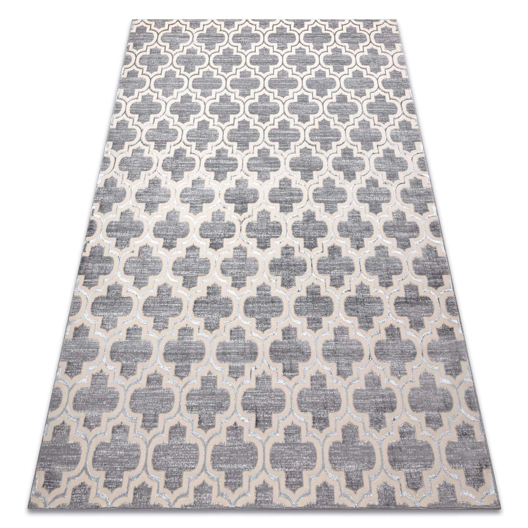 Dywan CORE W6764 Koniczyna marokańska Trellis - Strukturalny, dwa poziomy runa, / krem szary 240x330 cm