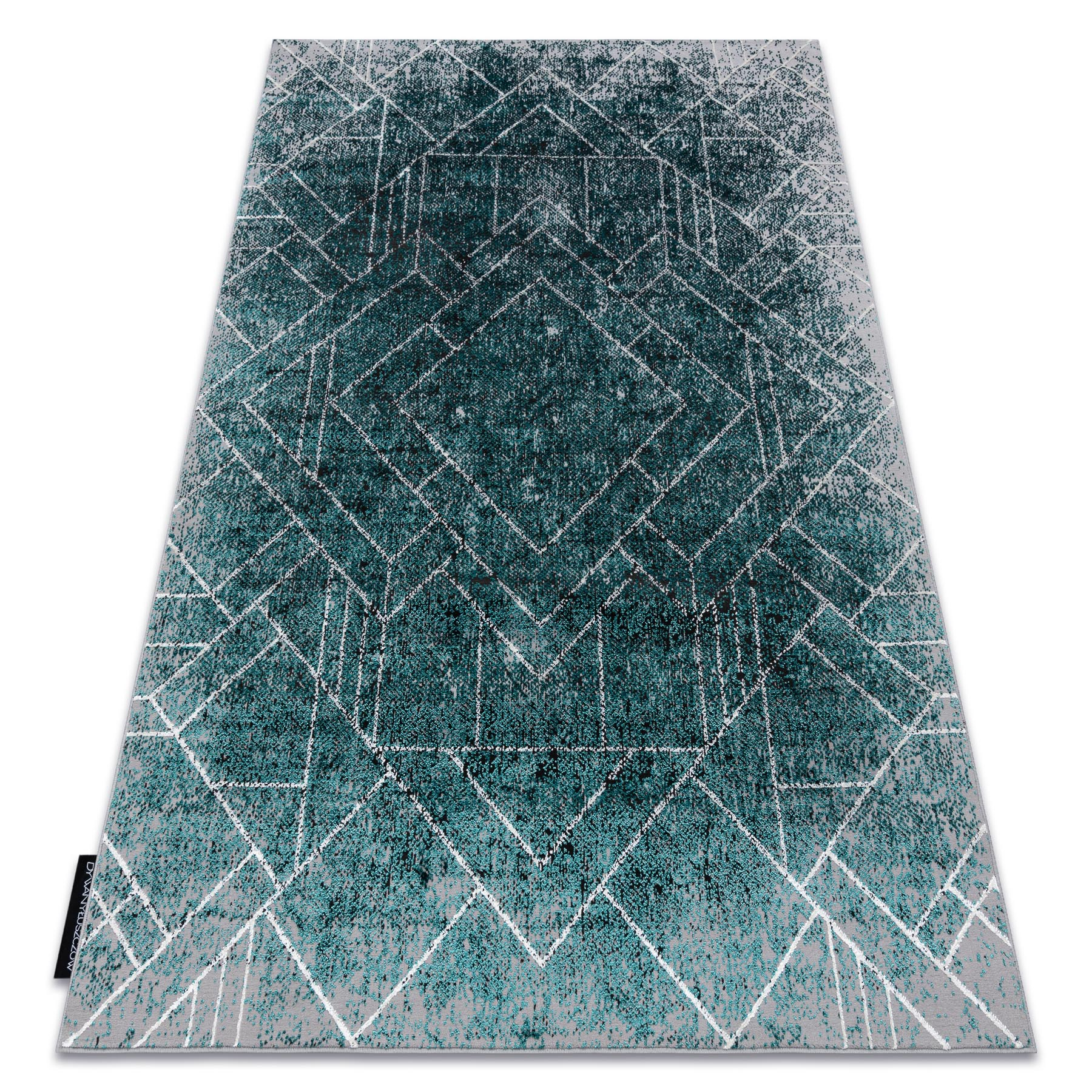 Dywan DE LUXE nowoczesny 626 Geometryczny, romby - Strukturalny szary / zielony 140x190 cm