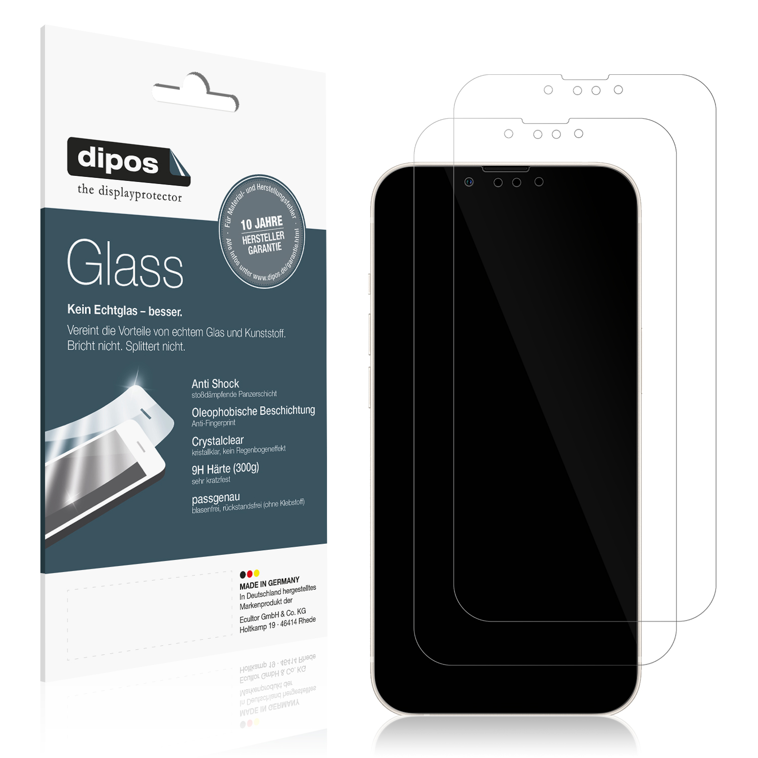 2x folia ochronna dla Apple iPhone 13 mini - folia antywstrząsowa 9H dipos Glass