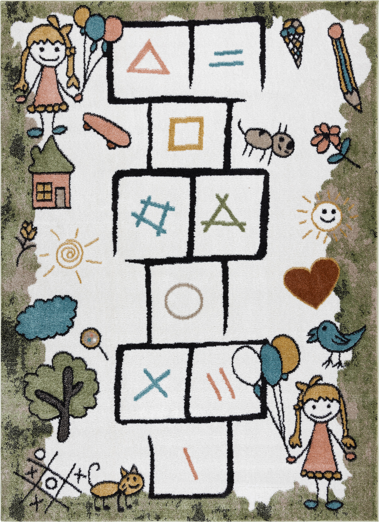 Dywan FUN Hop dla dzieci, Klasy, zwierzęta zielony 180x270 cm