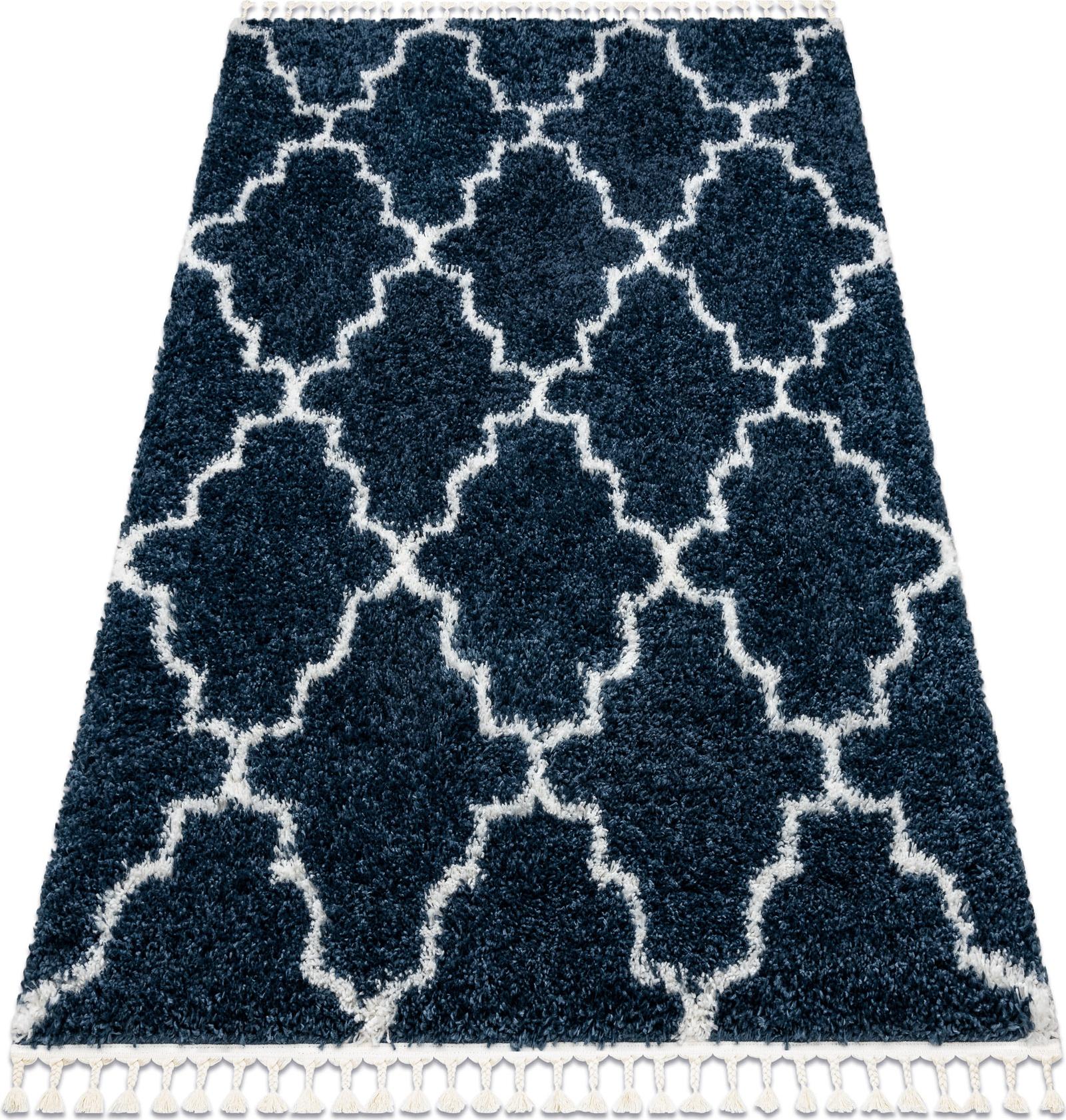 Dywan UNION 3488 Koniczyna marokańska / krem Frędzle berberyjski marokański shaggy niebieski 120x170 cm