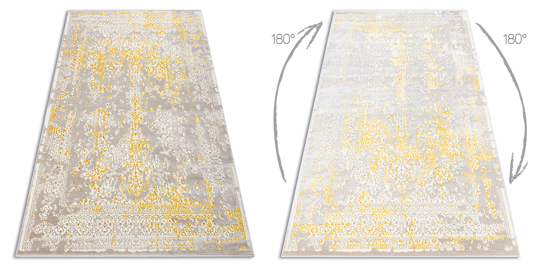 Dywan CORE 3807 Ornament Vintage - Strukturalny, dwa poziomy runa, beż / złoty żółty 160x220 cm