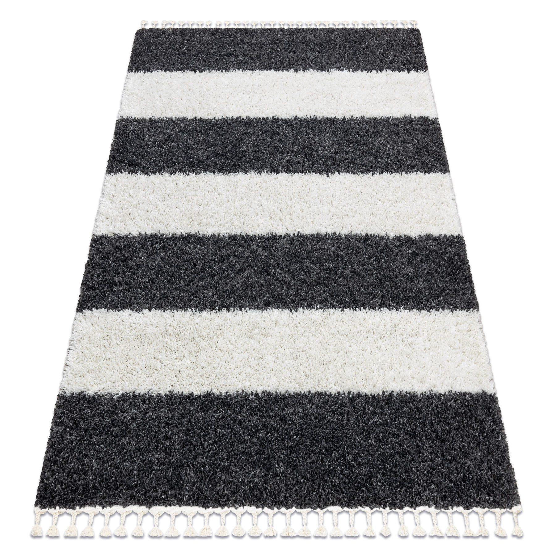 Dywan UNION 4079 Pasy / krem Frędzle berberyjski marokański shaggy szary 180x270 cm