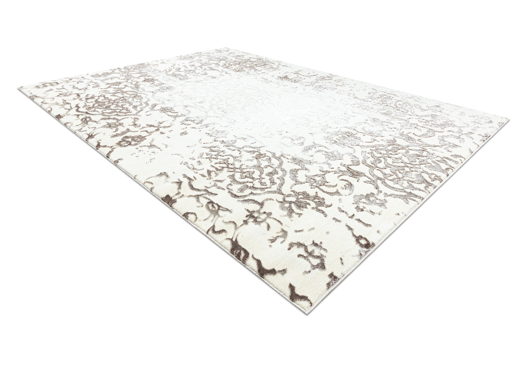 Dywan CORE 247A Ornament Vintage - Strukturalny, dwa poziomy runa, krem / brązowy beżowy 140x190 cm