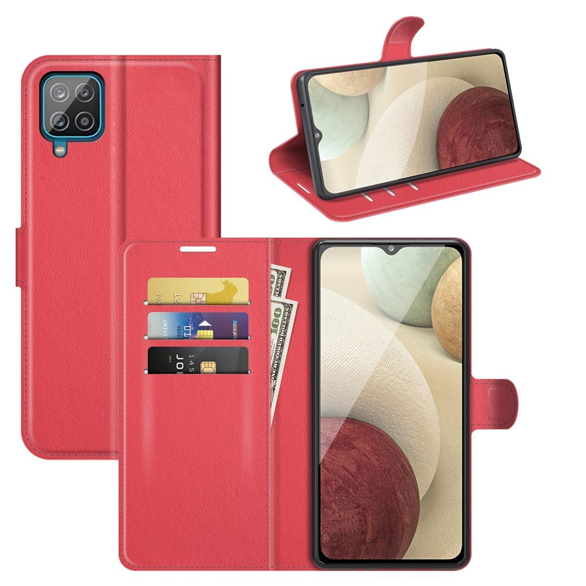 Pokrowiec König Design kompatybilny z Samsung Galaxy A22 4G z syntetycznej skóry - etui na telefon w kolorze czerwonym