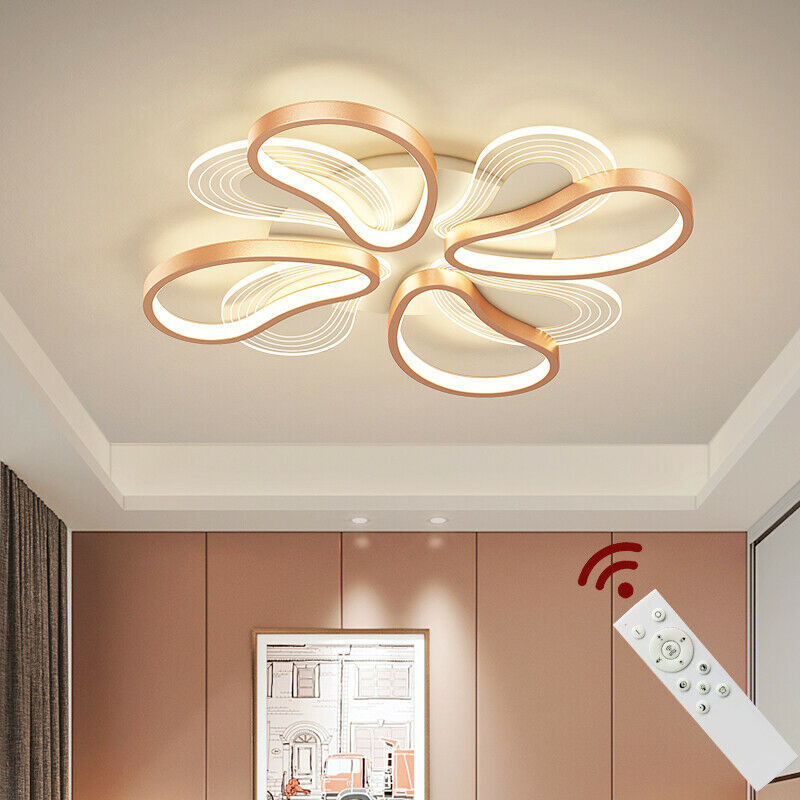Lampa sufitowa LED 2139-4MS 60cm różowe złoto lakierowana metalowa rama pilot zdalnego sterowania kolor światła/jasność regulowana ściemnialna lampa LED do salonu