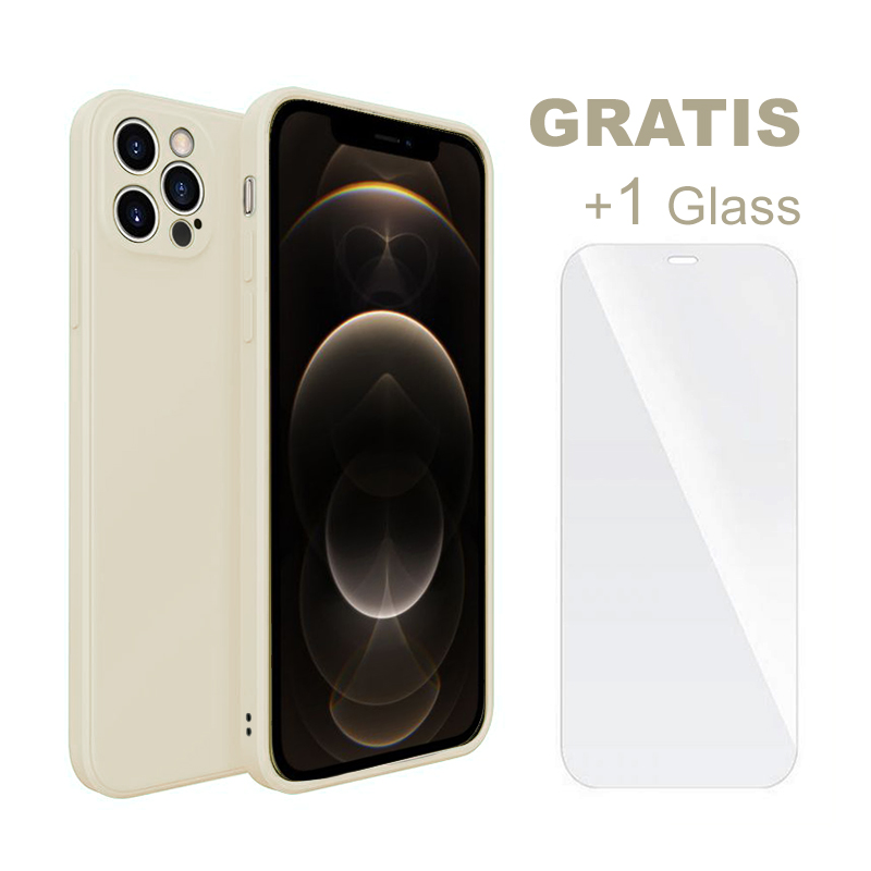Etui ochronne SOONTEC (białe) do Apple iPhone 12 Pro, ochronne etui TPU + 1 szkło pancerne chroniące ekran, FULL COVER GLASS