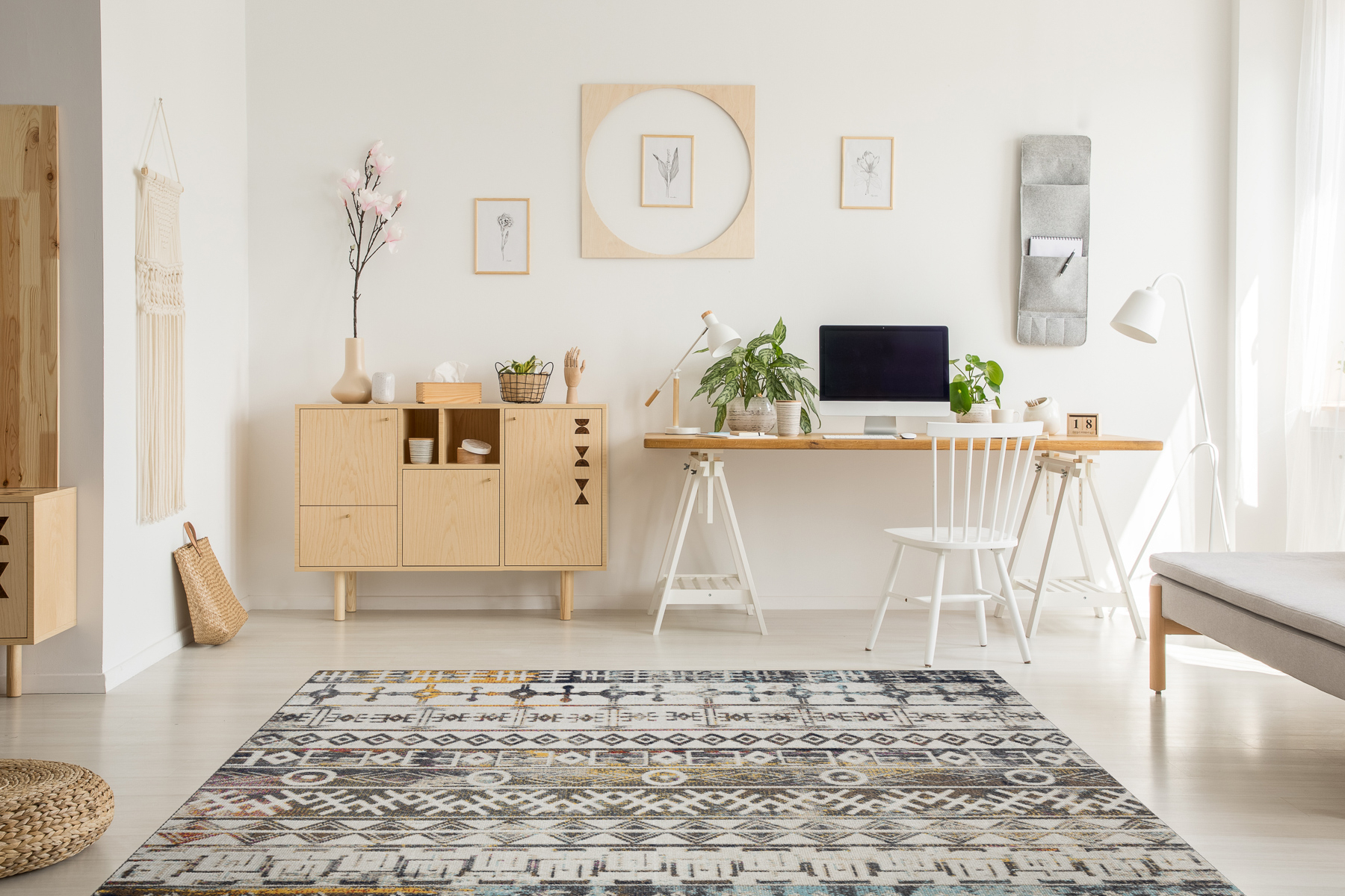 Dywan nowoczesny MUNDO E0591 boho, etniczny outdoor beż wielokolorowy 160x220 cm