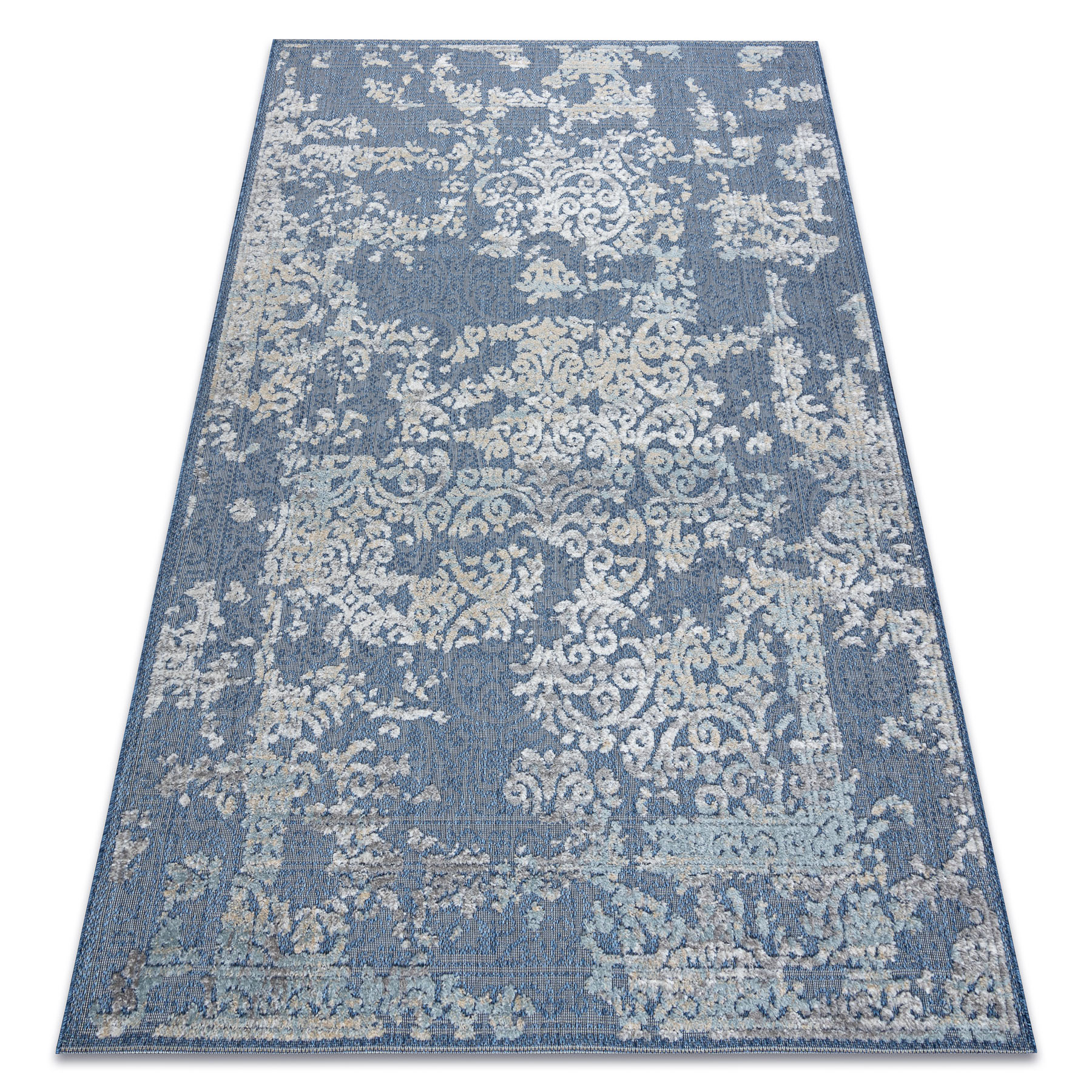 Dywan Strukturalny SOLE D3811 Ornament - płasko tkany / beż niebieski 120x170 cm