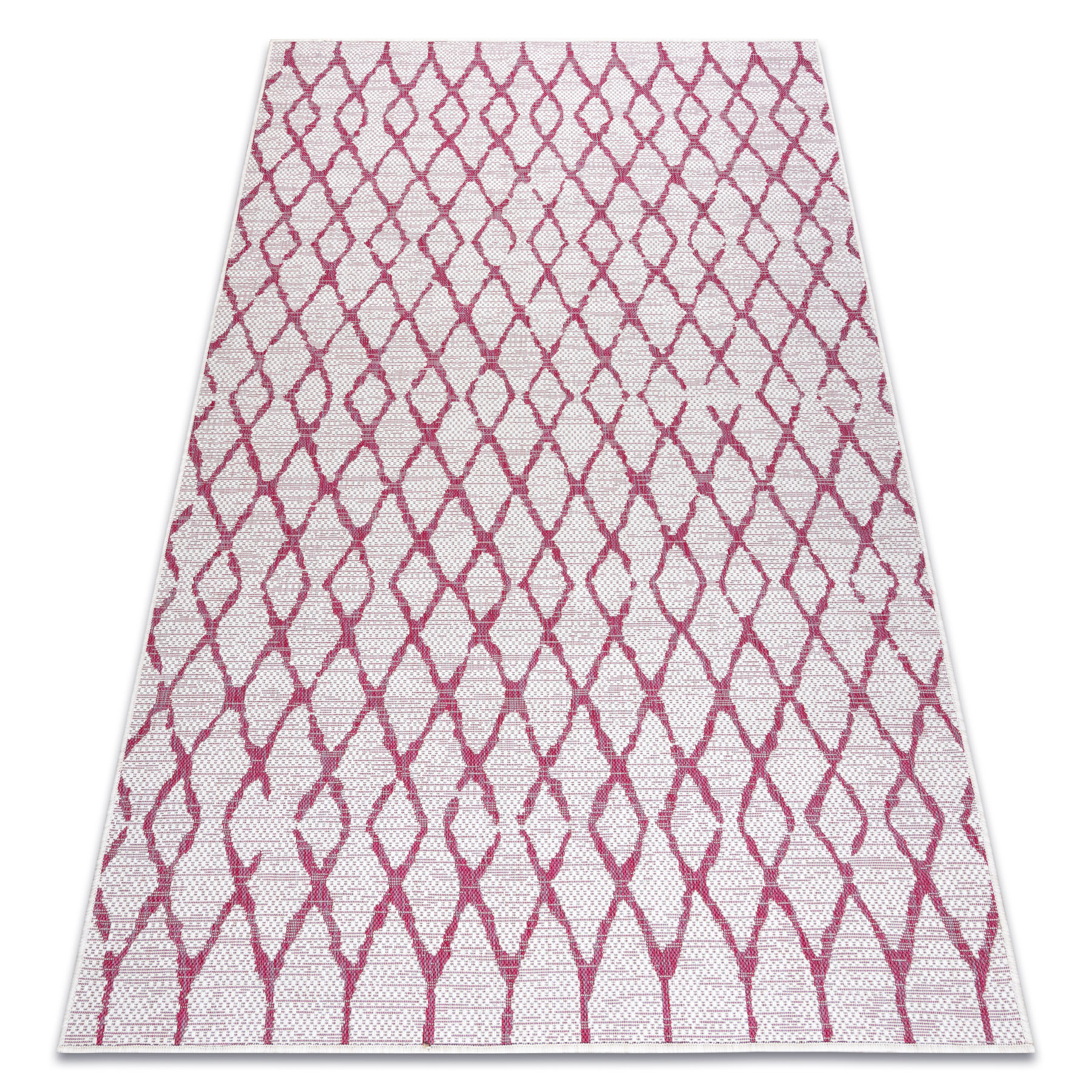 Dywan SZNURKOWY SIZAL SION Kratka 22129 płaskie tkanie ecru / fuksja różowy 80x150 cm