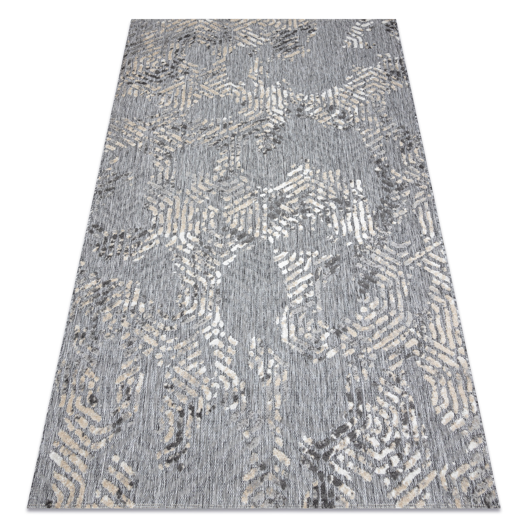 Dywan Strukturalny SOLE D3842 Heksagony - płasko tkany / beż szary 120x170 cm