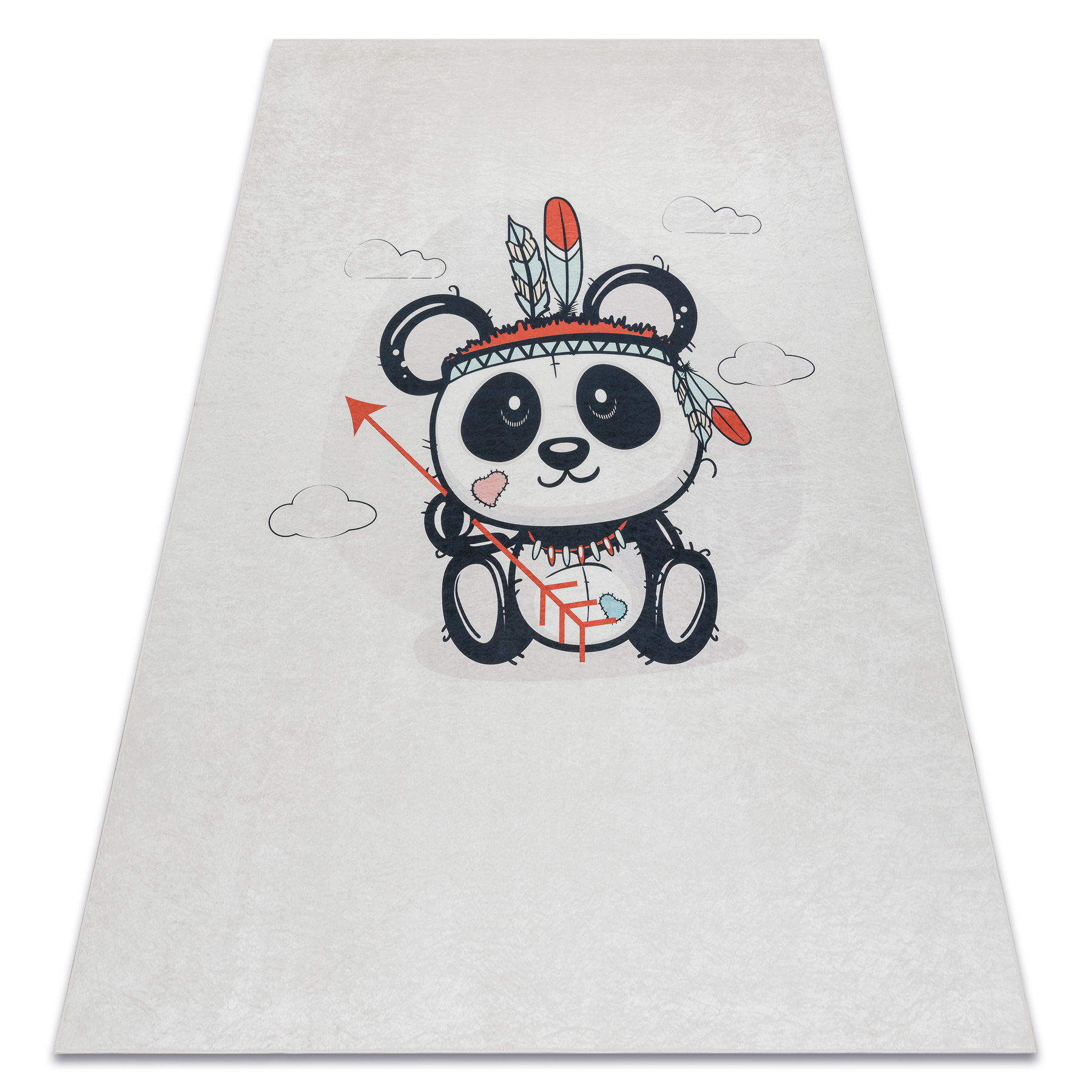 Dywan do prania BAMBINO 1129 Panda dla dzieci, antypoślizgowy - krem beżowy 140x190 cm
