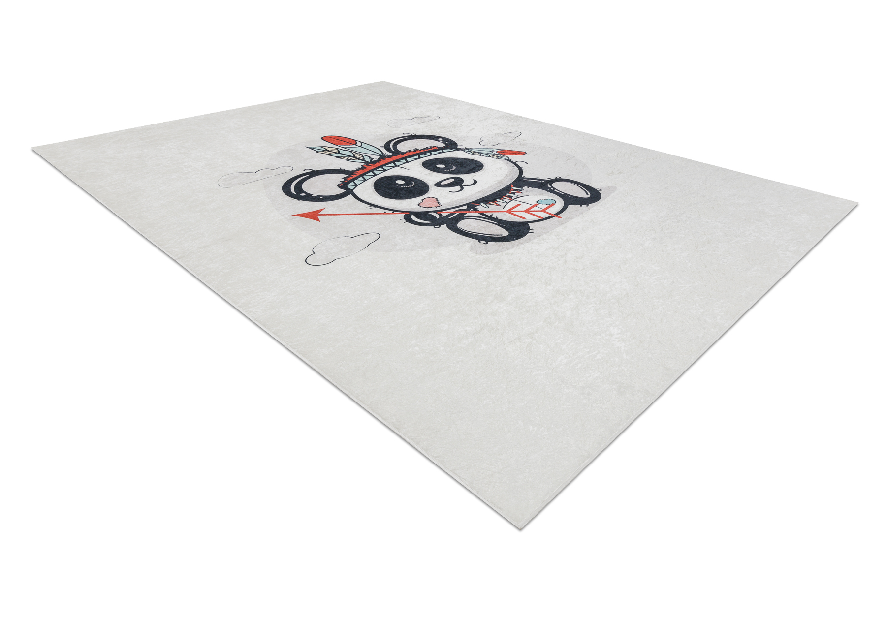 Dywan do prania BAMBINO 1129 Panda dla dzieci, antypoślizgowy - krem beżowy 160x220 cm