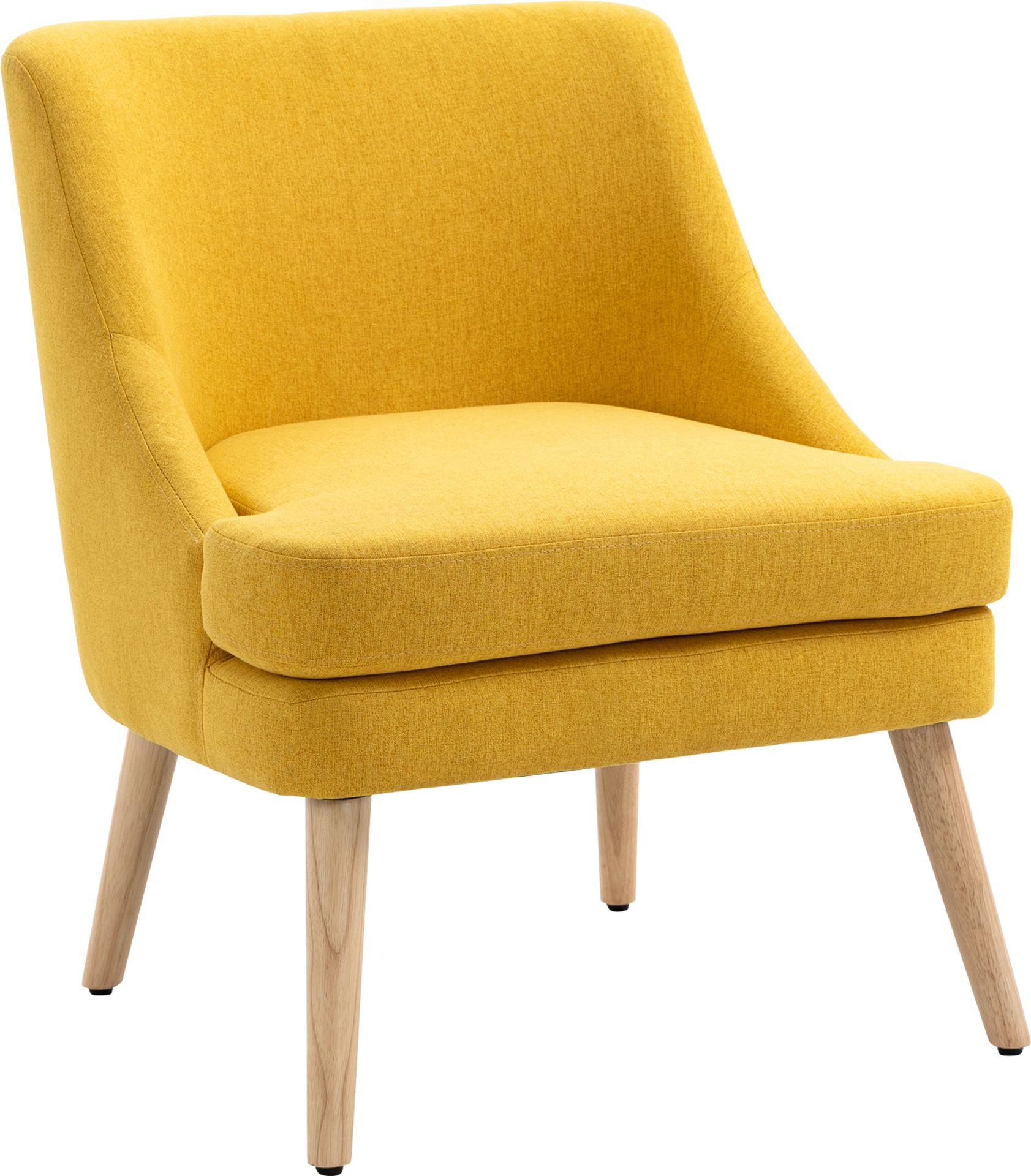 HOMCOM krzesło do jadalni z podłokietnikiem krzesło do salonu krzesło biurowe krzesło tapicerowane nowoczesne drewno lniane żółte 63 x 69 x 79,5 cm