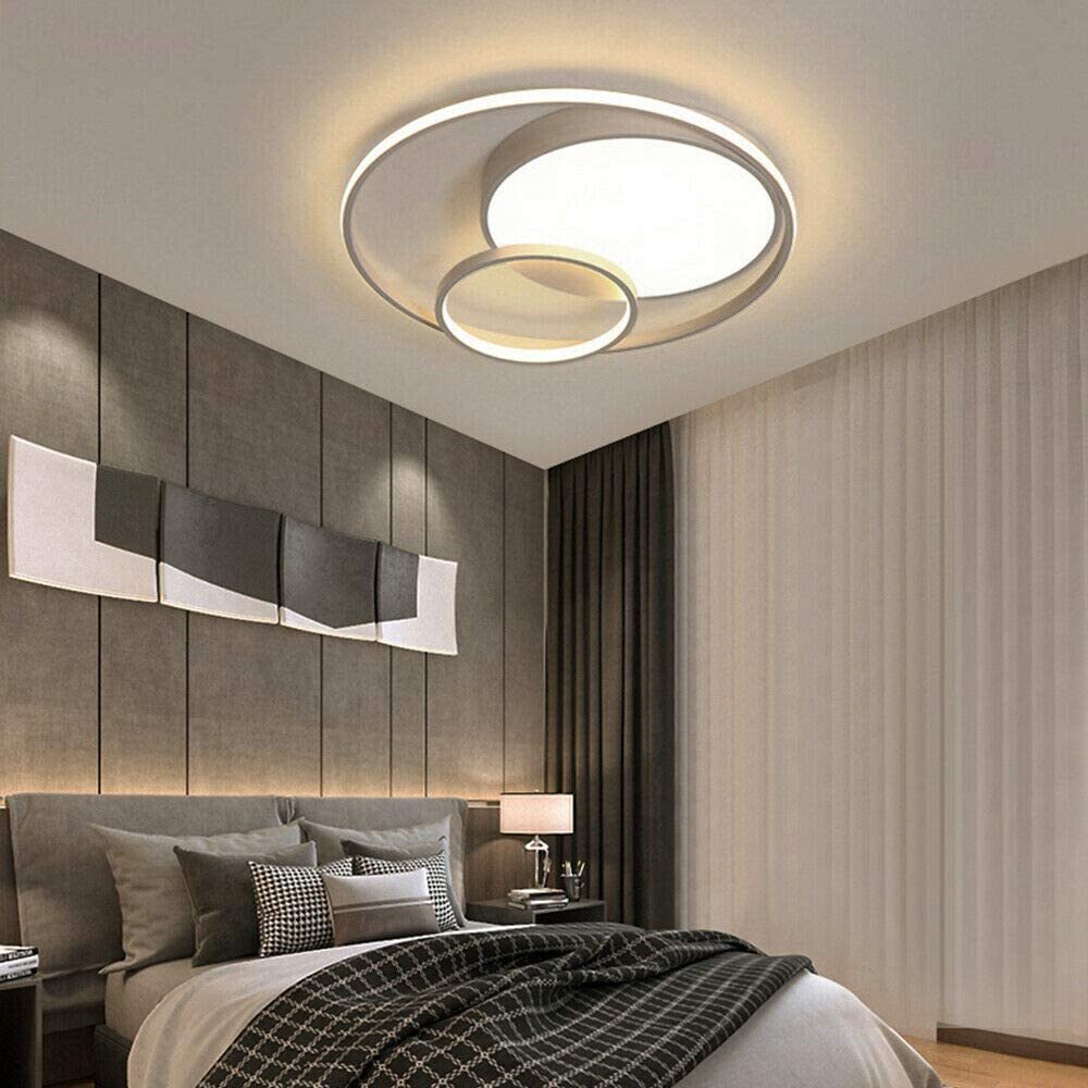 55W Nowoczesny Żyrandol 3 Pierścienie LED Akrylowa Lampa Sufitowa Lampa Sufitowa Okrągły Nowoczesny Kształt Koła Ściemnialny Wisiorek Salon Sypialnia