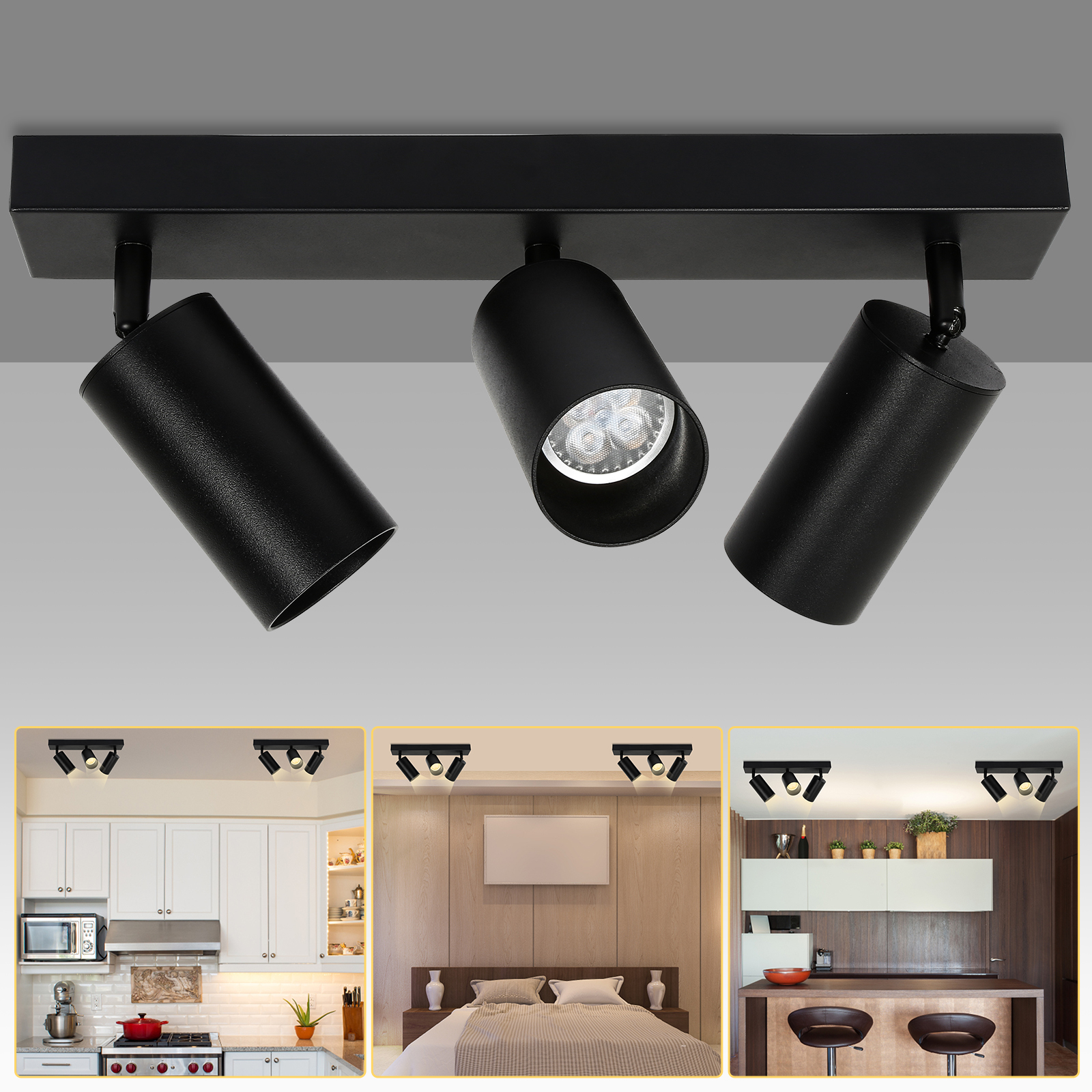 Jiubiaz lampa sufitowa Lampy sufitowe Retro GU10 4W Przedpokój Obrotowy reflektor sufitowy LED 3-punktowy