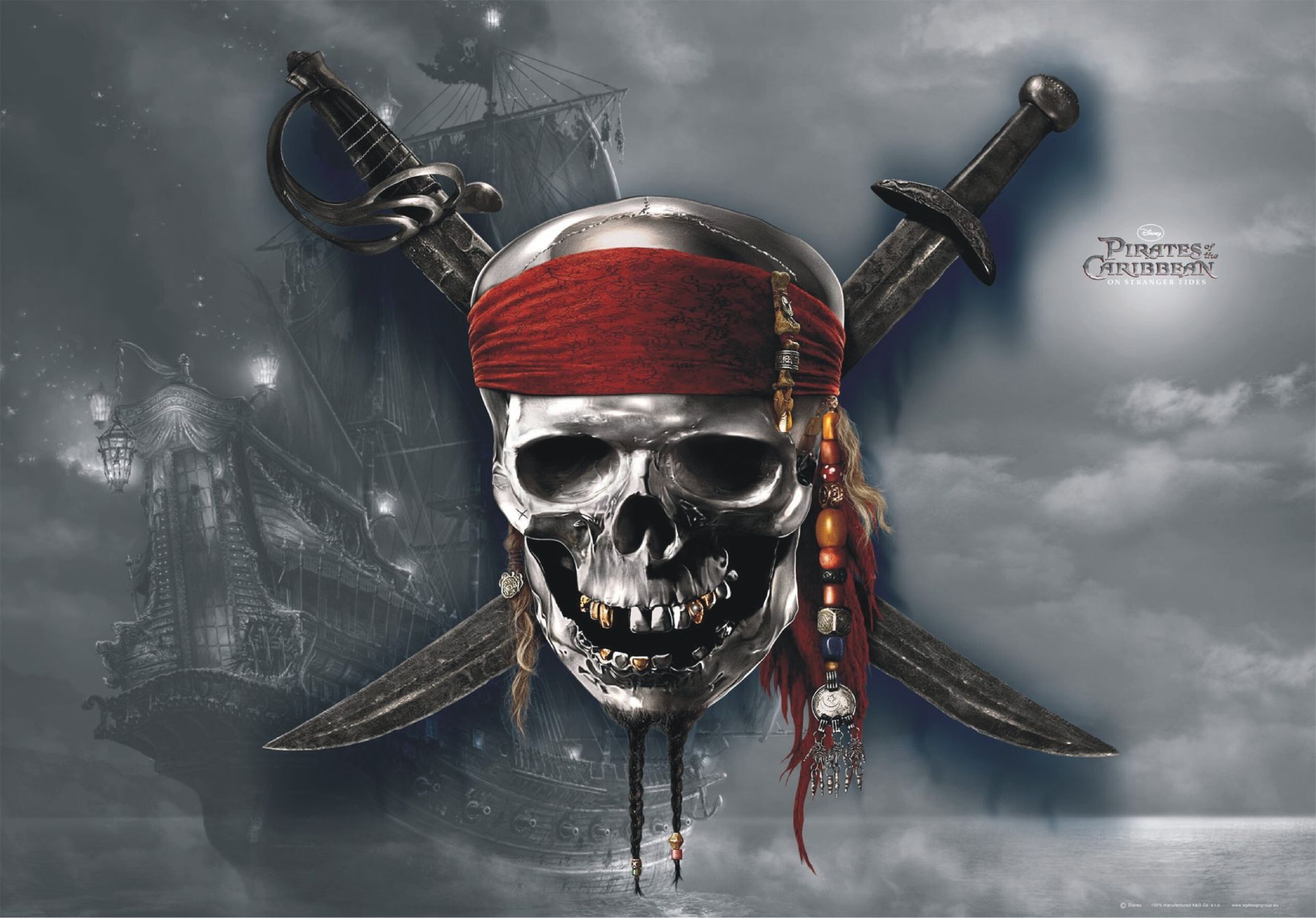 Disney plakat Piraci z Karaibów szarymIczerwonym - 600646 - 160 x 110 cm