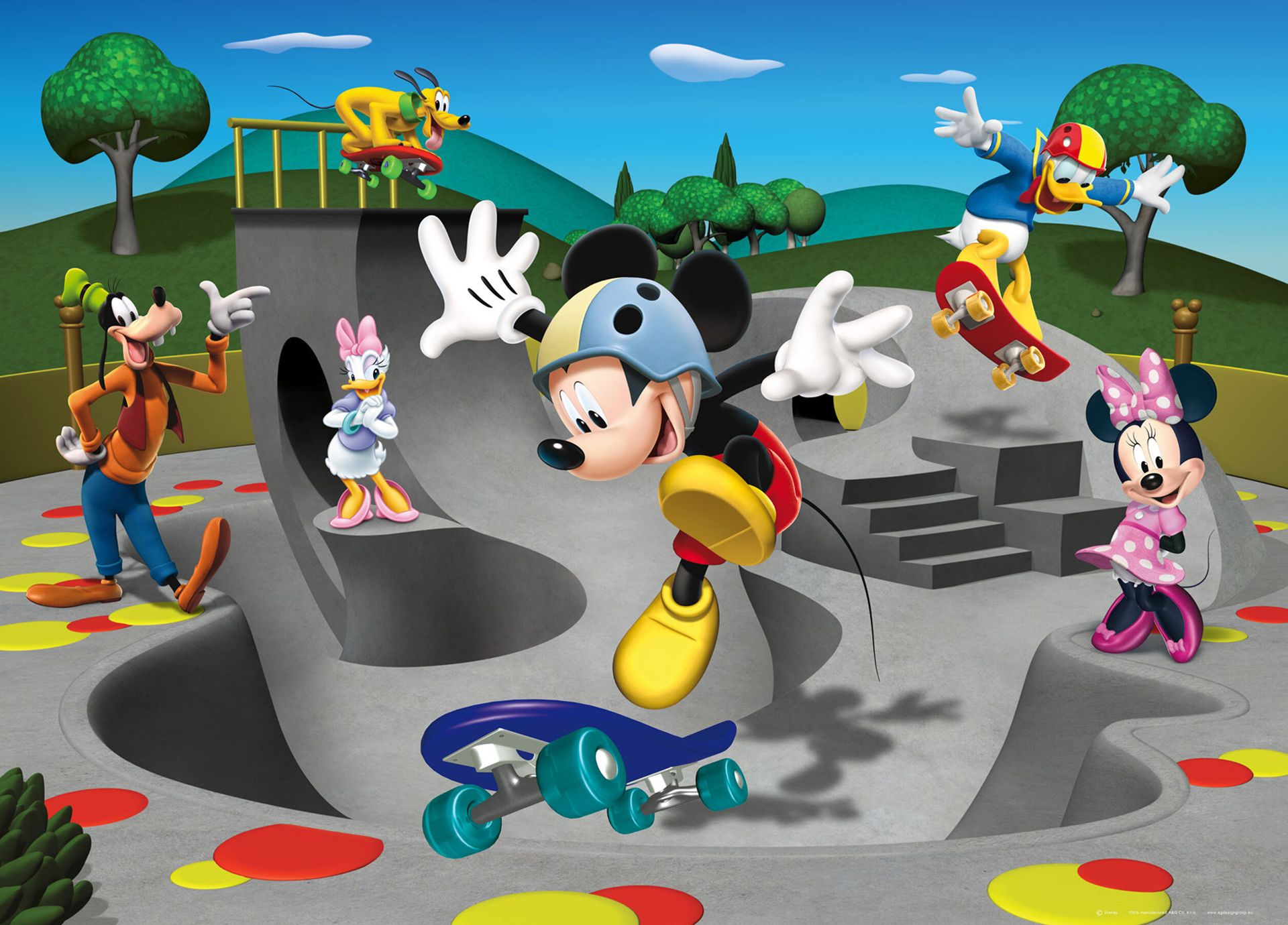 Disney plakat Myszka Miki szarym,zielonymIniebieskim - 600658 - 160 x 110 cm