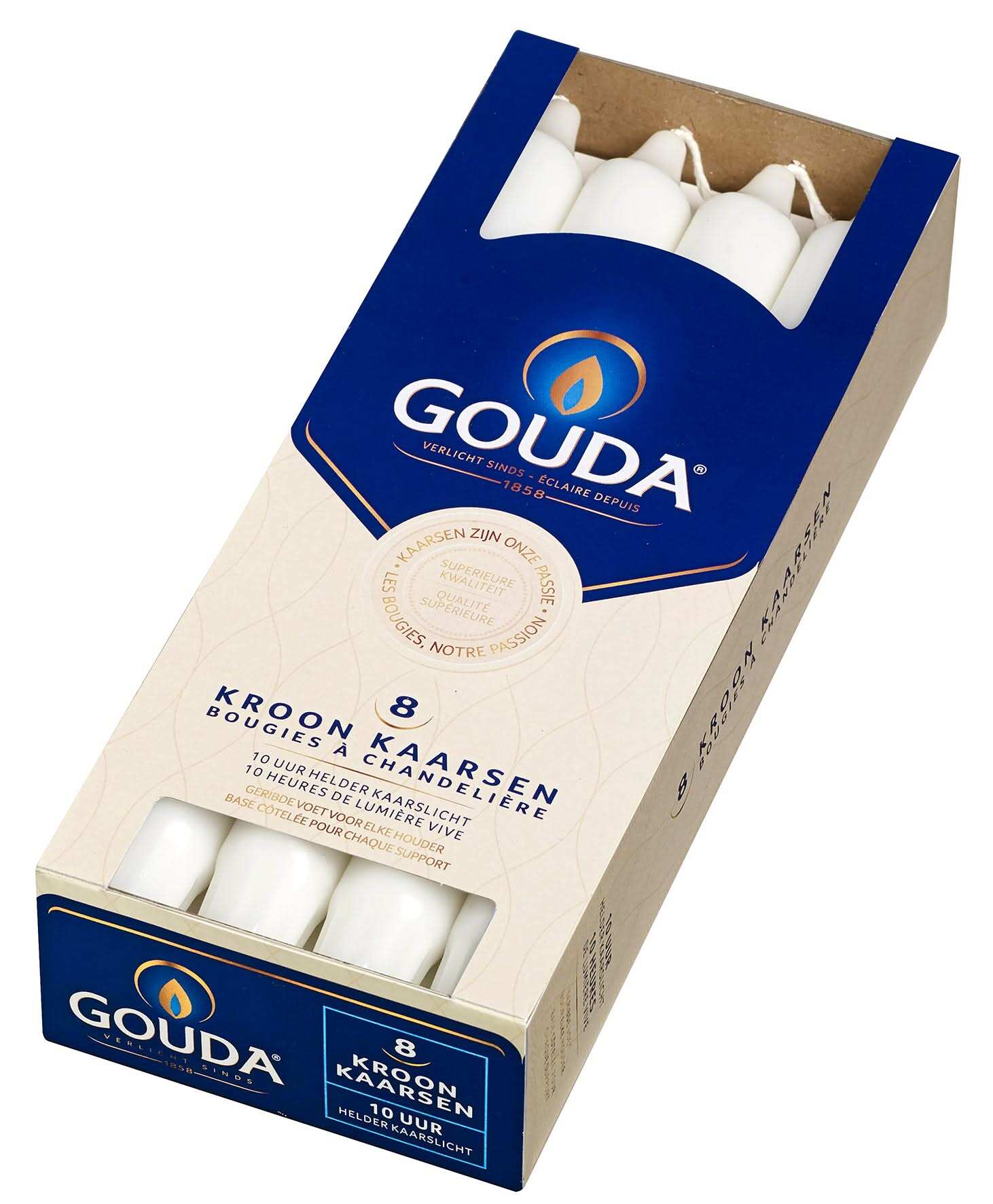 Świeca Gouda Crown biała 240/24-8szt