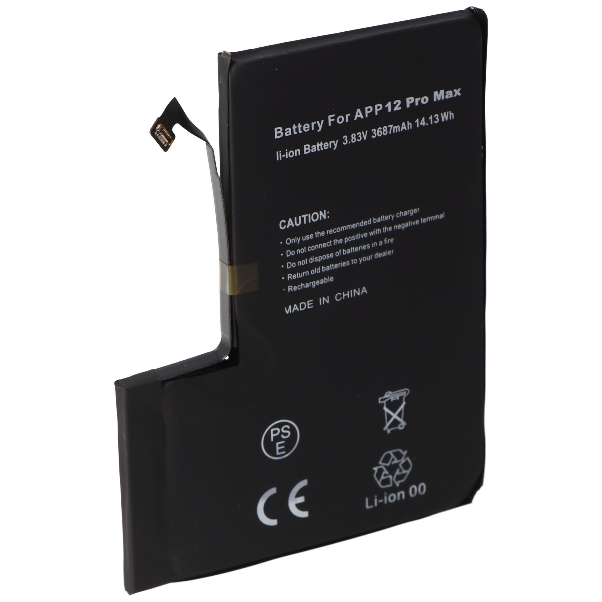 Bateria odpowiednia dla Apple iPhone 12 Pro Max, litowo-polimerowa, 3,83 V, 3687 mAh, 14,13 Wh, wbudowana, bez narzędzi
