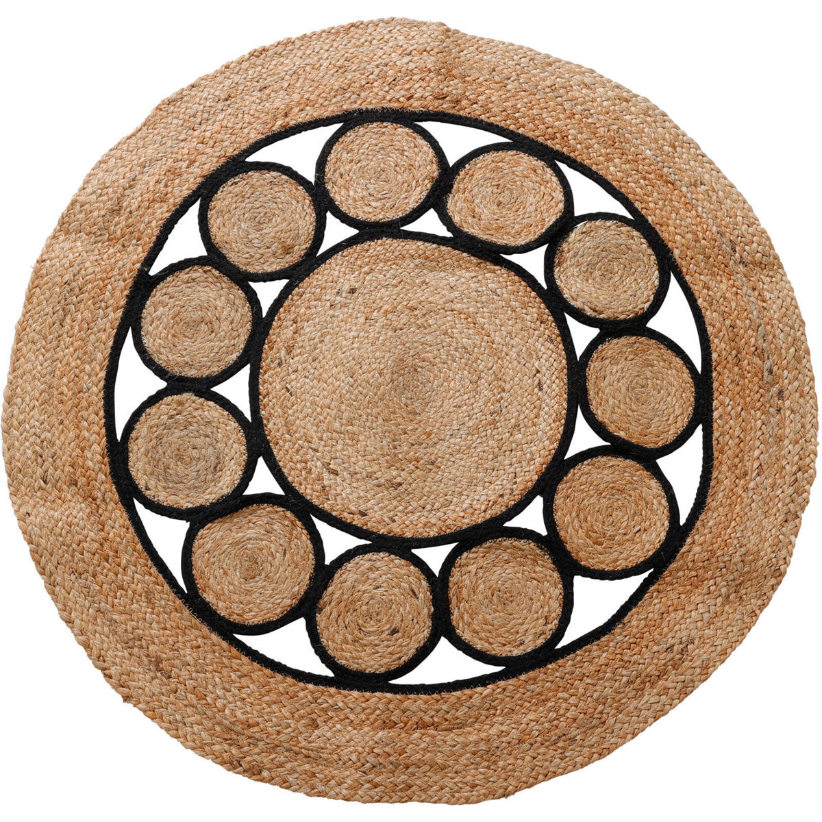 H&S Decoration okrągły bawełniany dywan jutowy brązowy 90 cmReplika acja boho