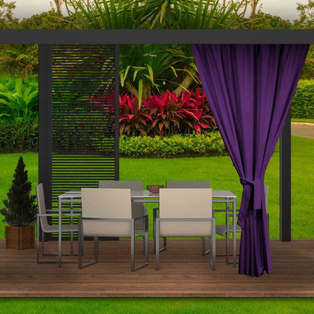 Zasłona ogrodowa 155x200cm fioletowa 1 szt zasłona zewnętrzna wodoodporna zasłona na taras balkon zasłona na zewnątrz zasłona do ogrodu