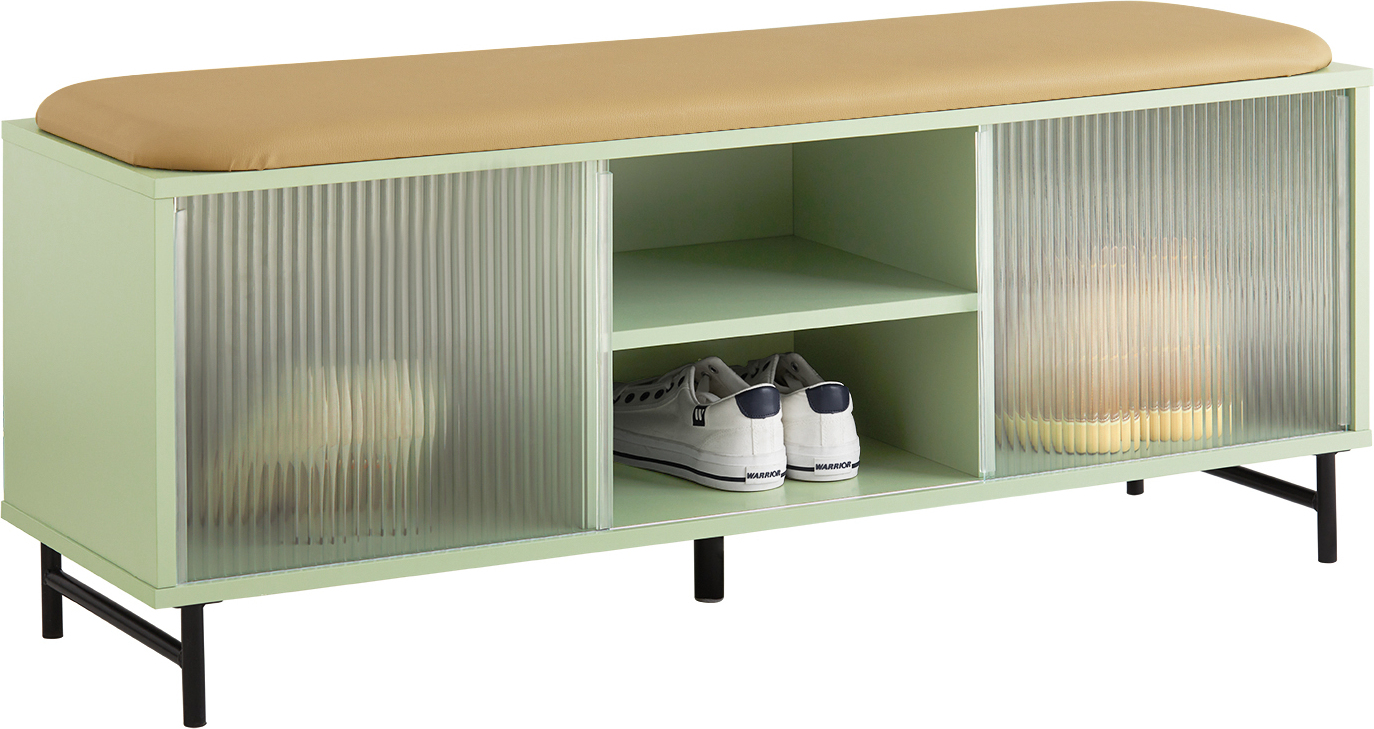 SoBuy FSR115-GR Ławka na buty z siedziskiem Ławka do szafy Ławka z miejscem do przechowywania Szafka na buty Komoda na buty Regał na buty z ławką wąski Zielony WHT ok. 110x46x34cm